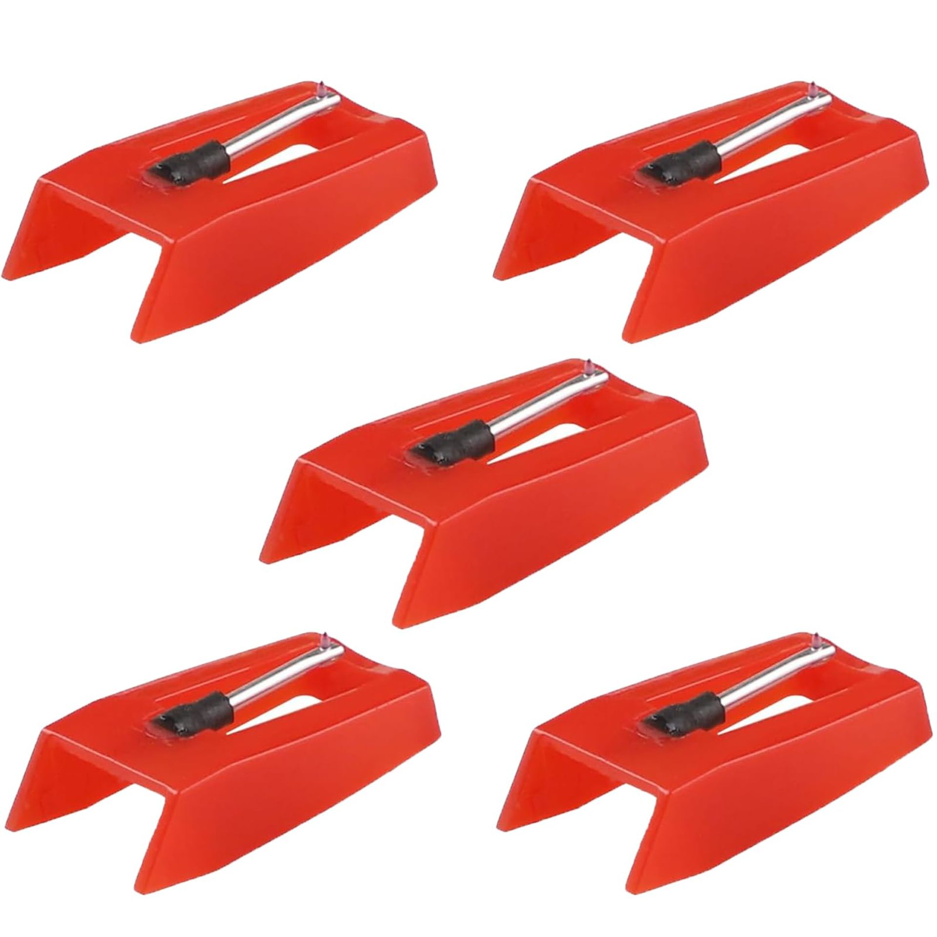 Record Player Replacement Needles 5 Pack Stylus Diamond Tip for Turntable Vinyl Players - Red