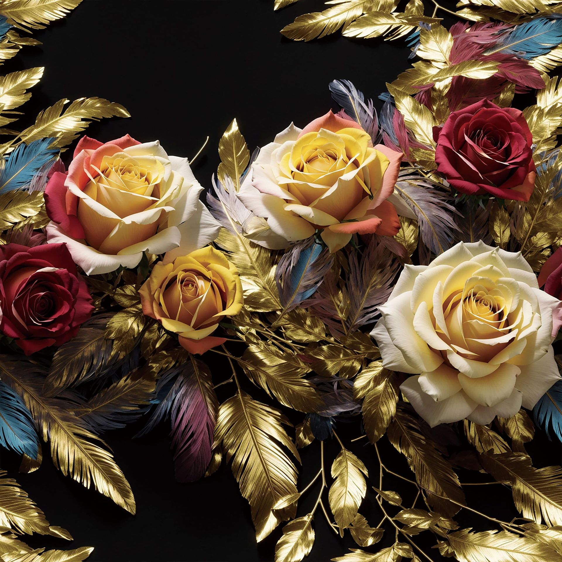 Self Adhesive Vinyl Wallpaper Floral 3D Effect for Furniture Walls & Cabinets - Gold 44.5x300cm