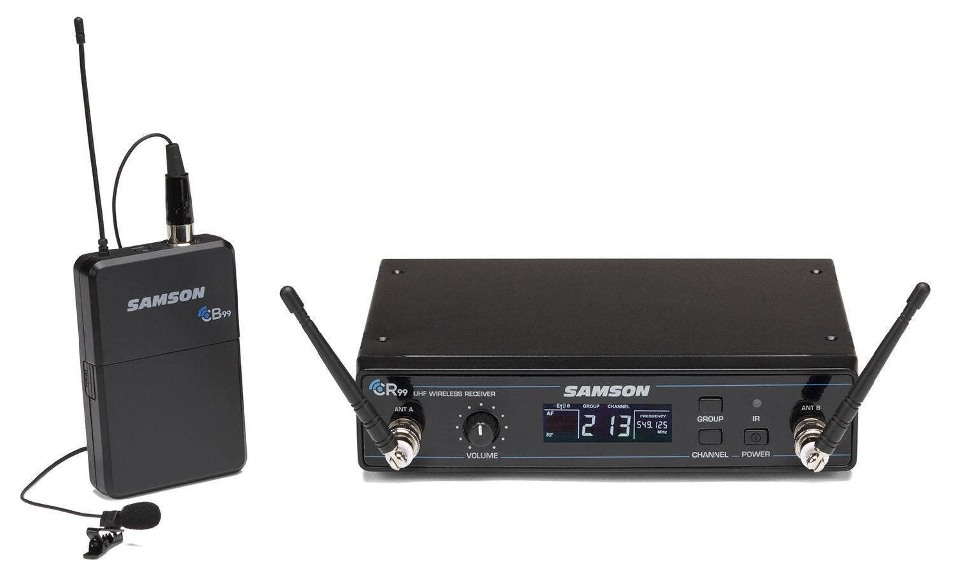 Samson Concert 99 Presentation Wireless Microphone System with Lavalier Mic and 300ft Range - Black K Band Frequency - Student Essentials