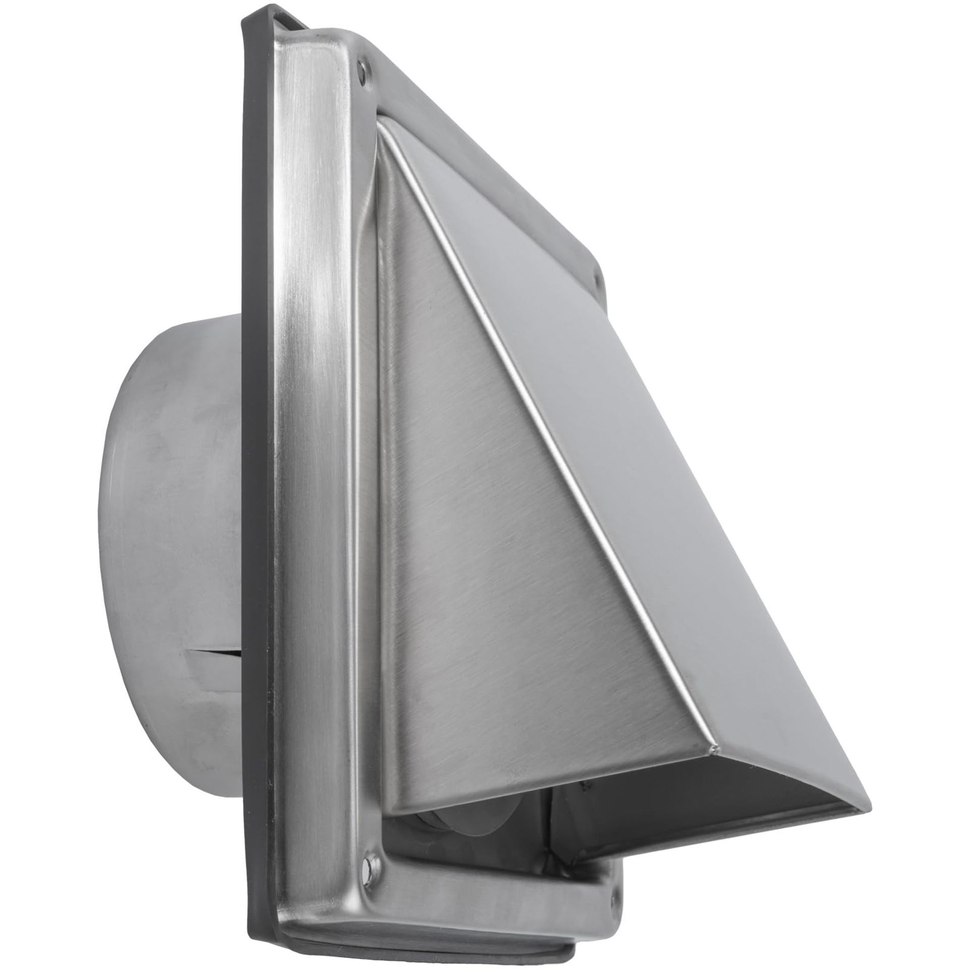 Stainless Steel External Wall Vent Cover with Non-Return Flap for Cooker Hood, Tumble Dryer or Extractor Fan - Grey 4 Inch