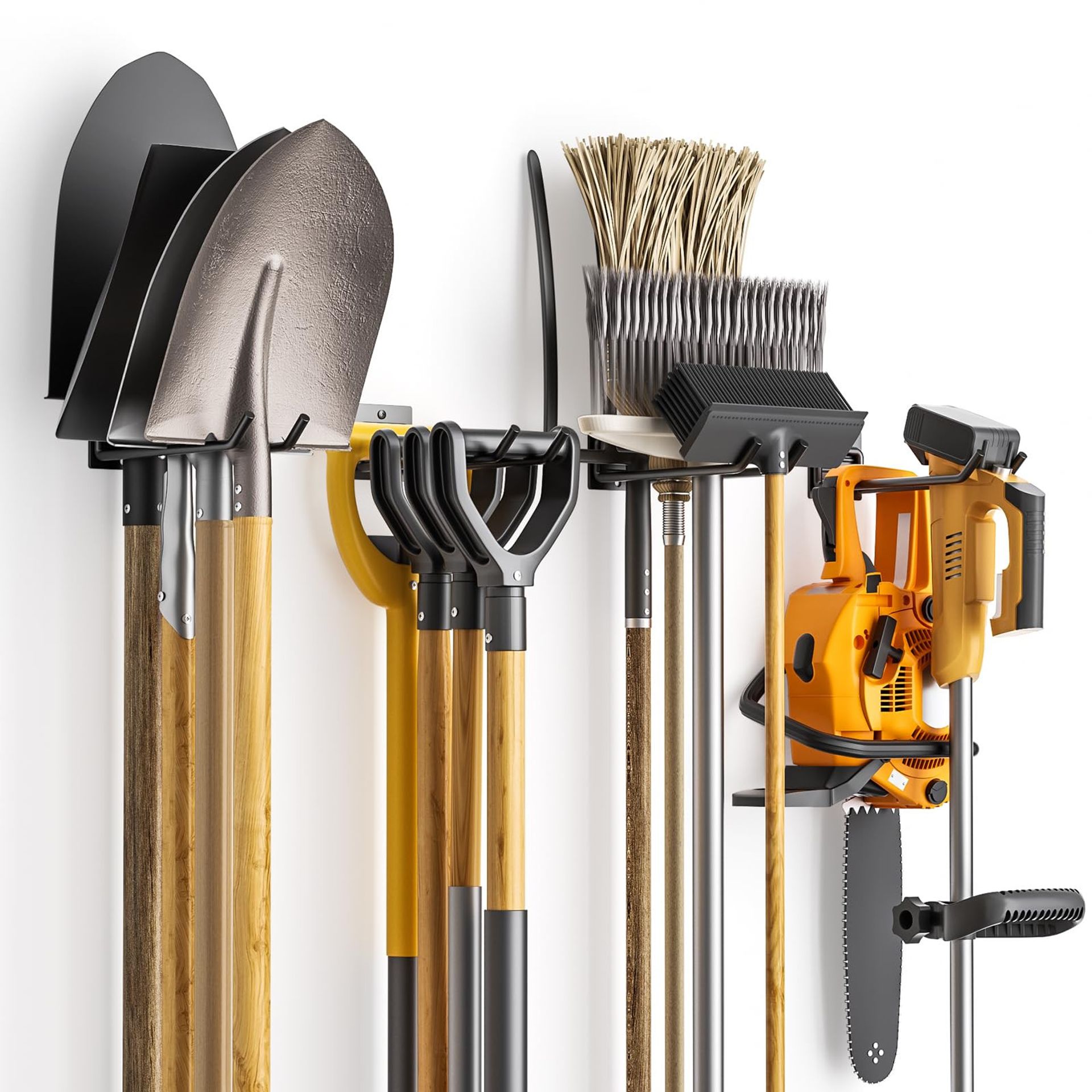 Garage Storage Hooks Wall Mounted Tool Rack Organiser for Shed & Garden - Black 4 Pack