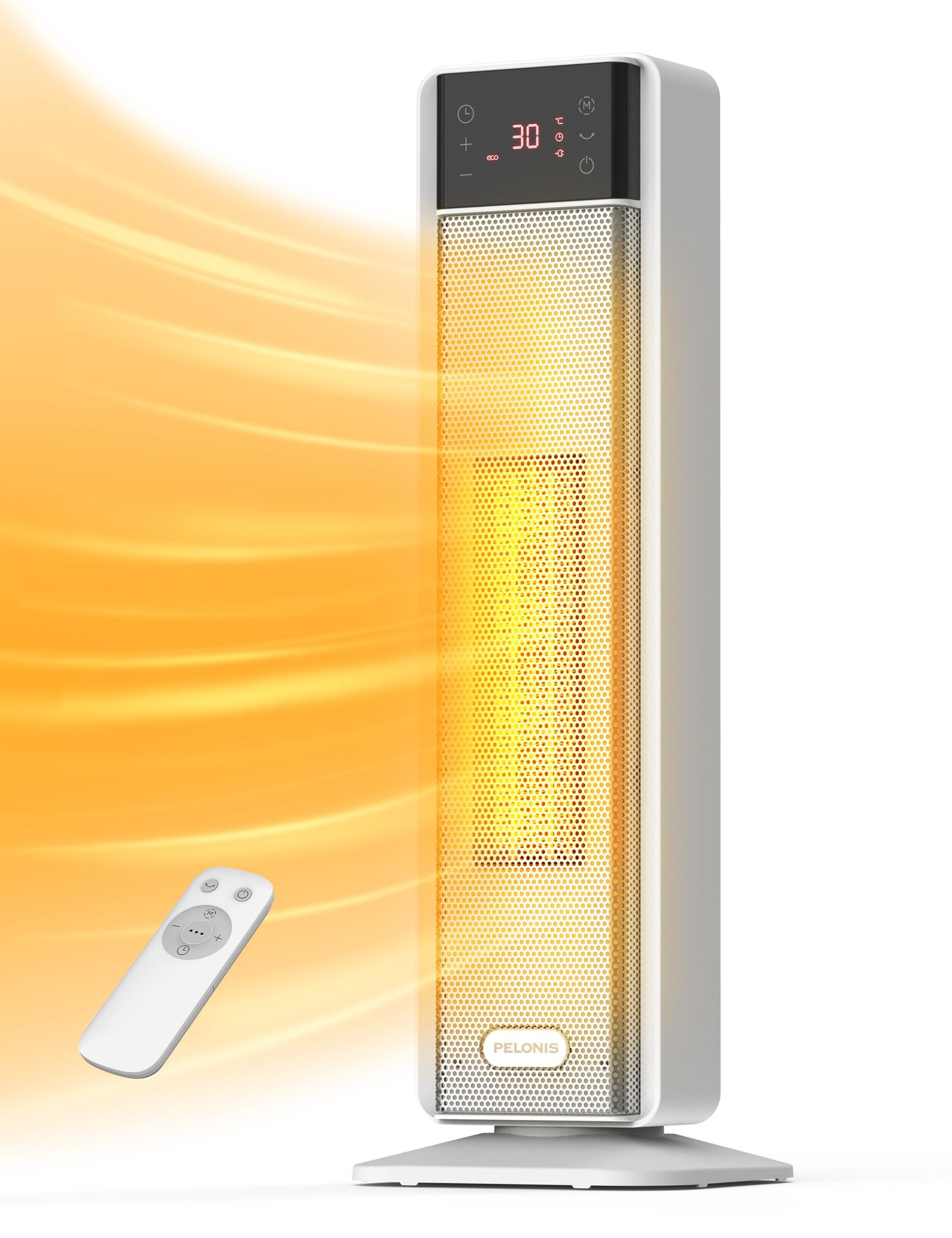 Electric Ceramic Space Heater 2000W Energy Efficient with 24H Timer, Oscillation, Thermostat and Safety Protection - White 23 in