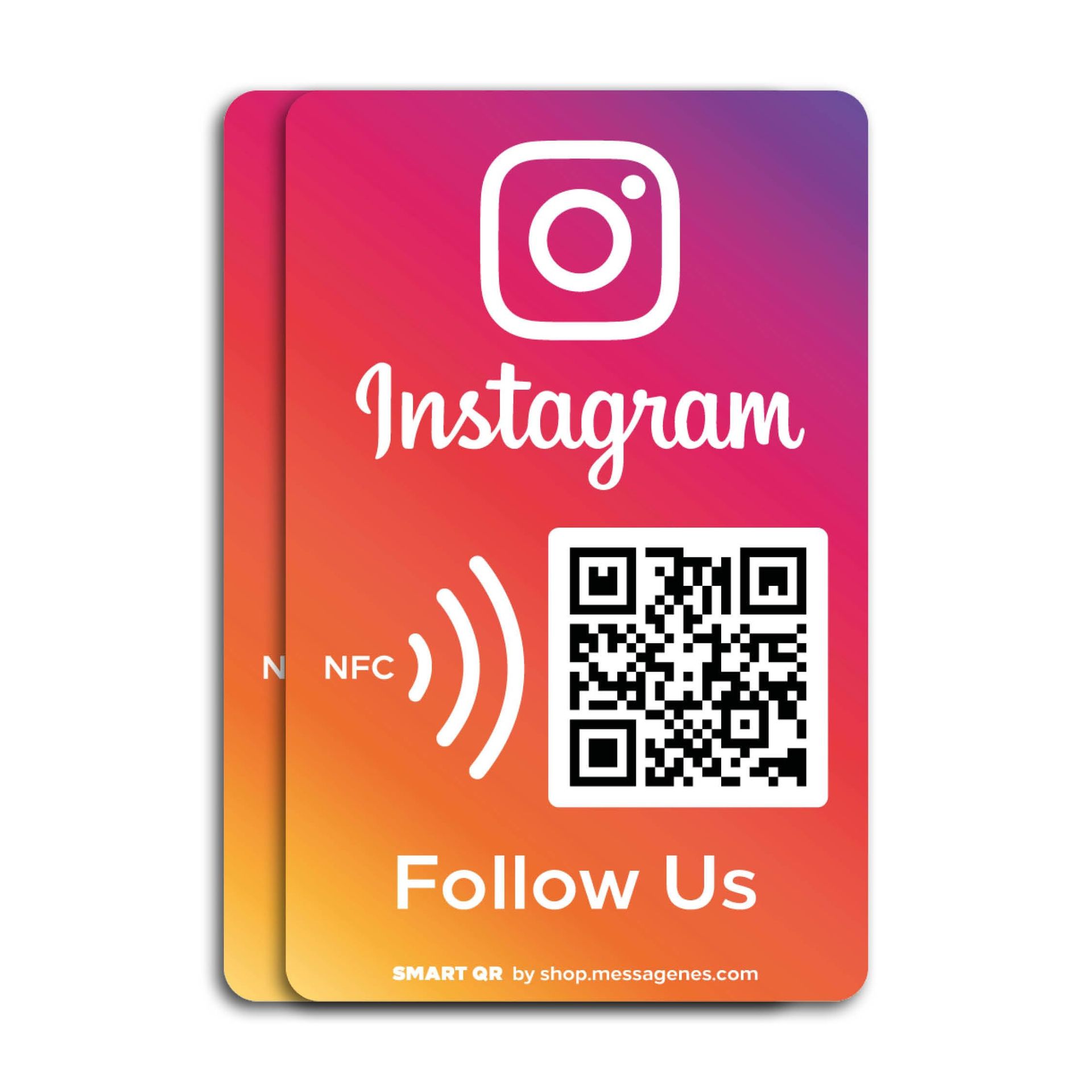 Follow Us on Instagram QR NFC Stickers Social Media Smart Decals Reusable Dynamic QR for Business Promotion - Rectangular 12x8cm