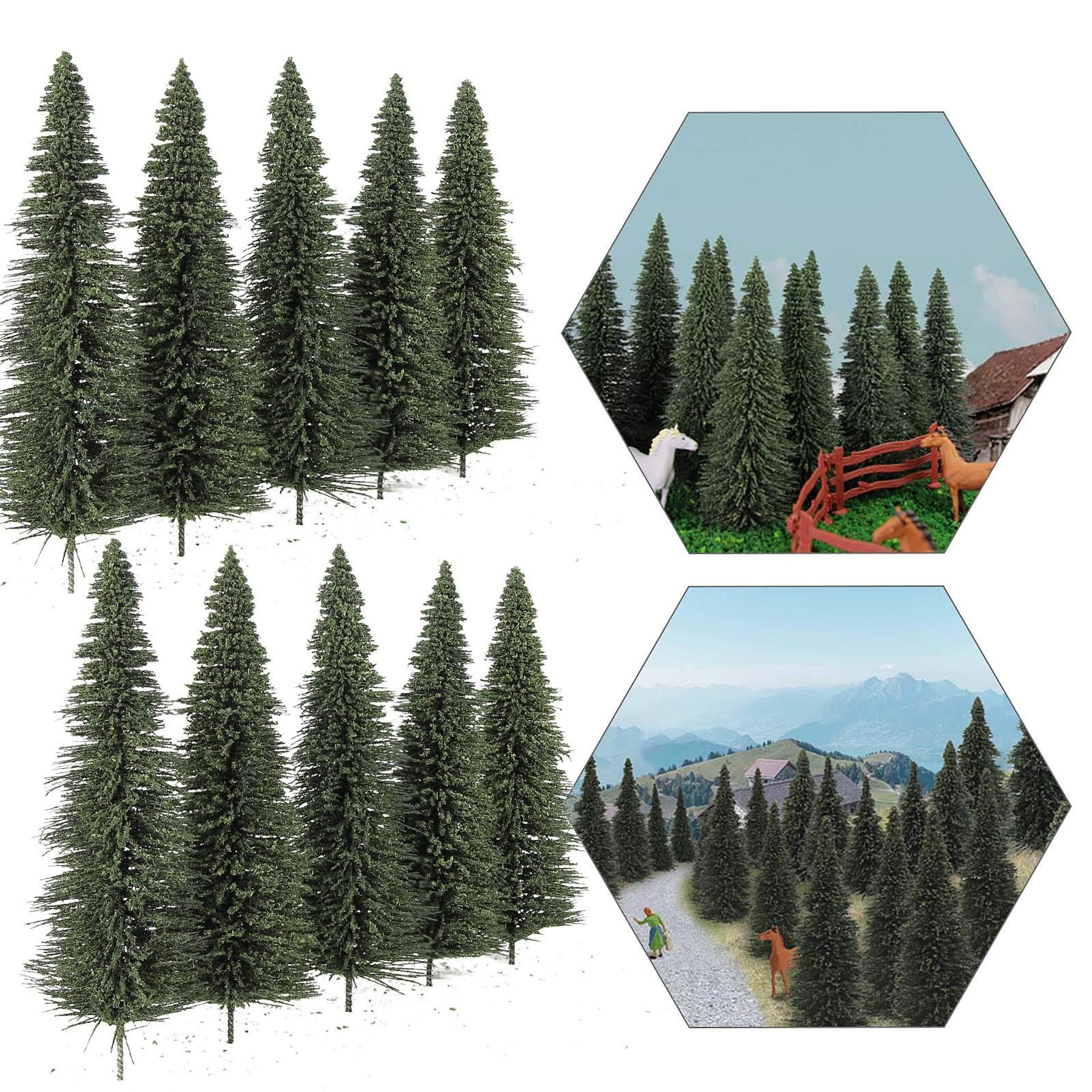 Model Pine Cedar Trees Set for Railway Scenery Dioramas 20 Pack HO OO Scale - Dark Green 126mm