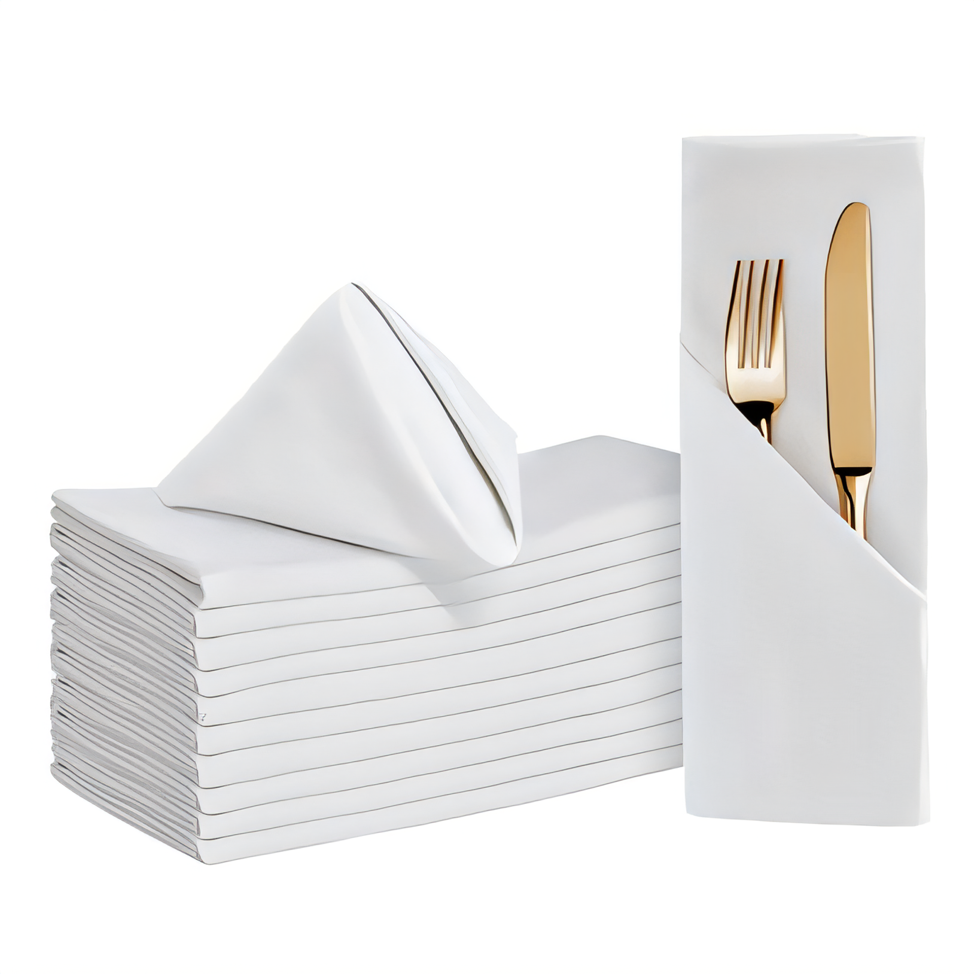 Set of 12 White Cloth Napkins 50x50cm – Soft, Washable & Absorbent Table Linens for Dining & Entertaining