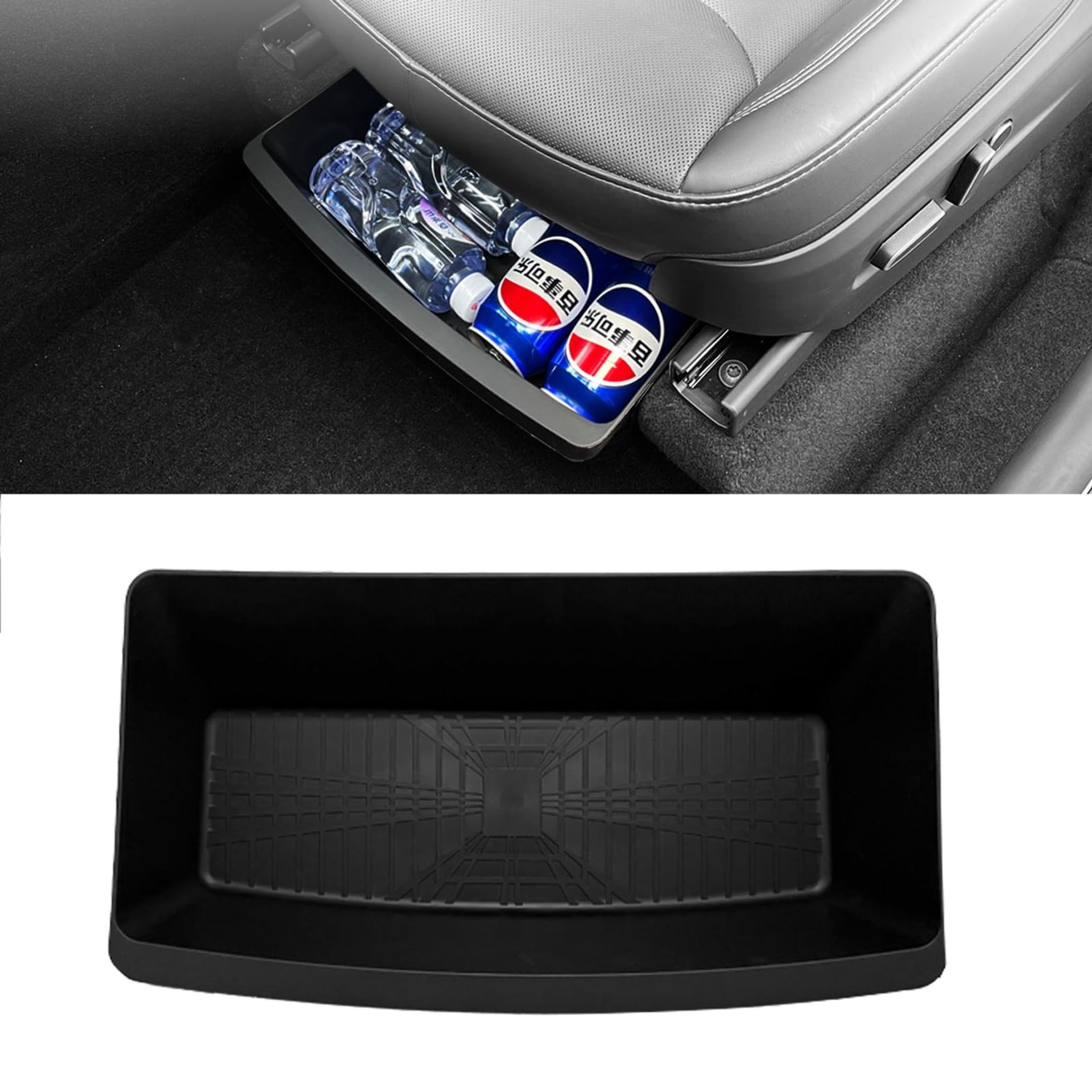 Under-Seat Storage Box for Tesla Model Y 2025 Juniper Edition TPE Drawer Organiser - Black Model Y Juniper 2025