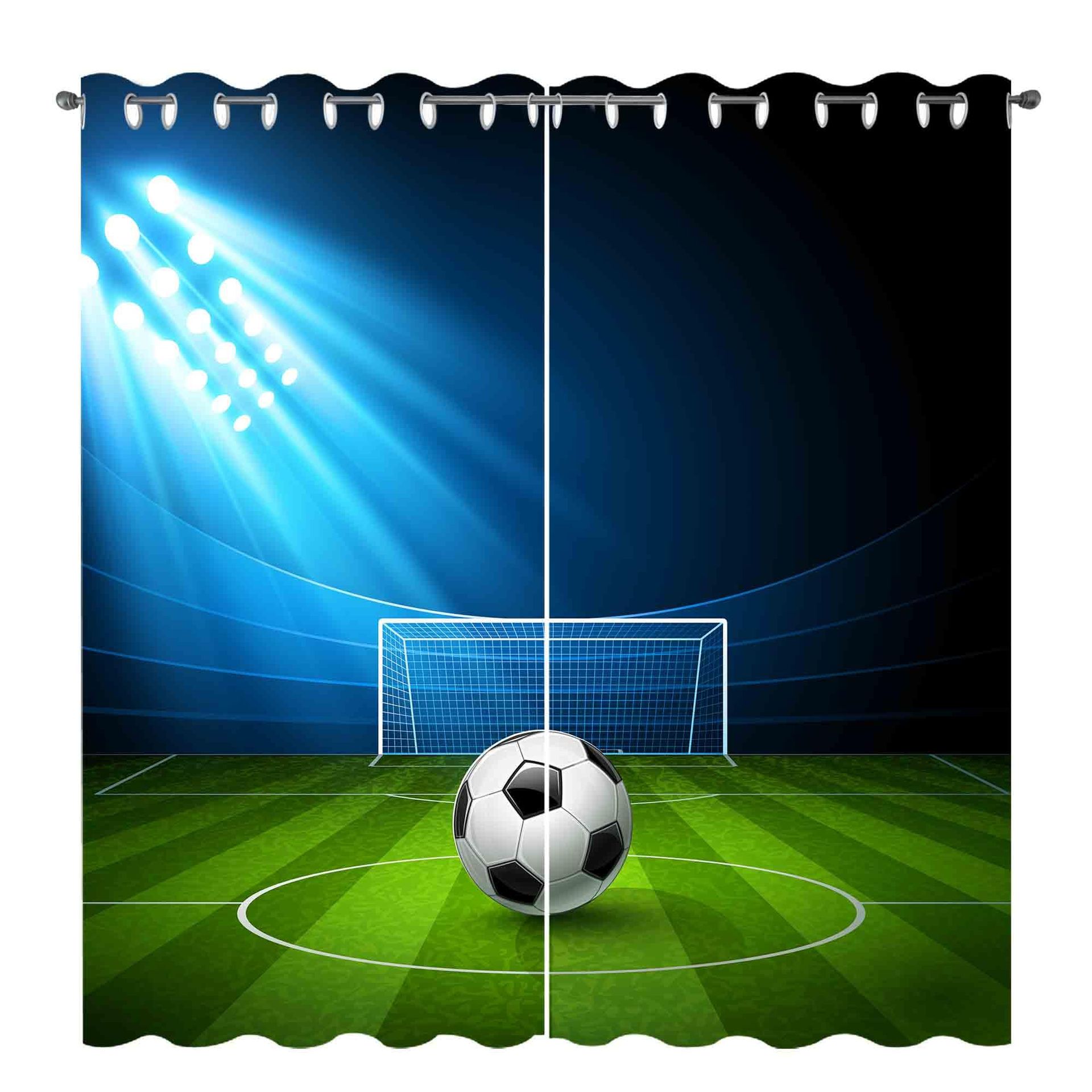 Football Blackout Curtains Thermal Eyelet Window Shade For Kids Bedroom O