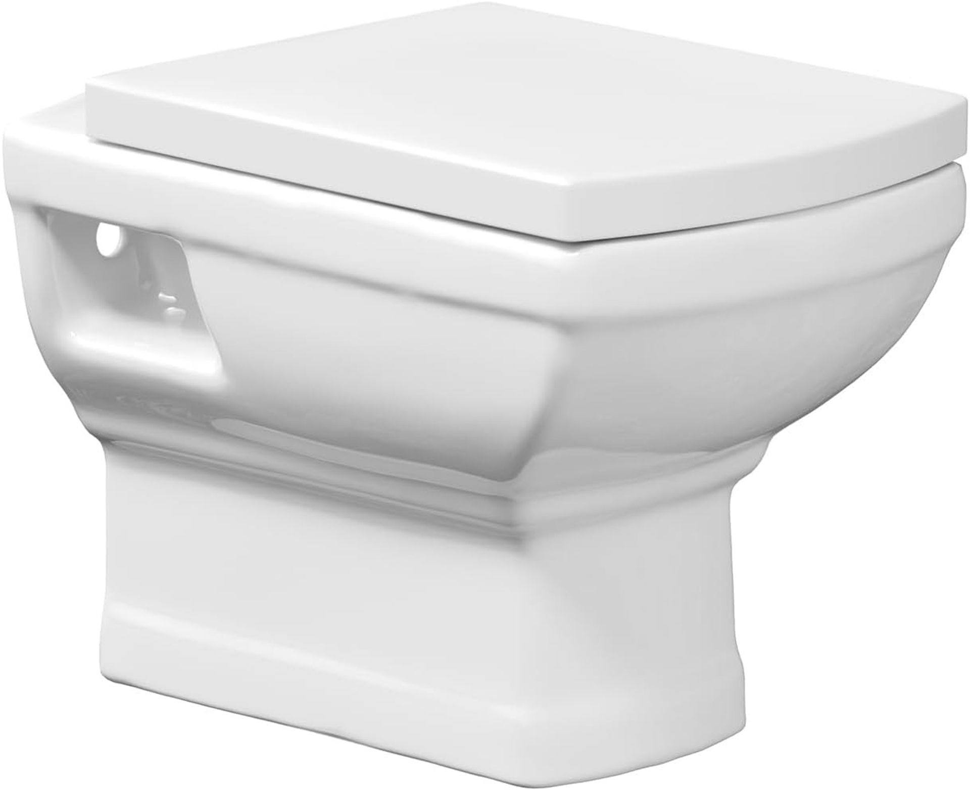 Wall Hung Toilet Back to Wall Ceramic WC Rimless Design Soft Close Seat Space Saving - White WHT-4