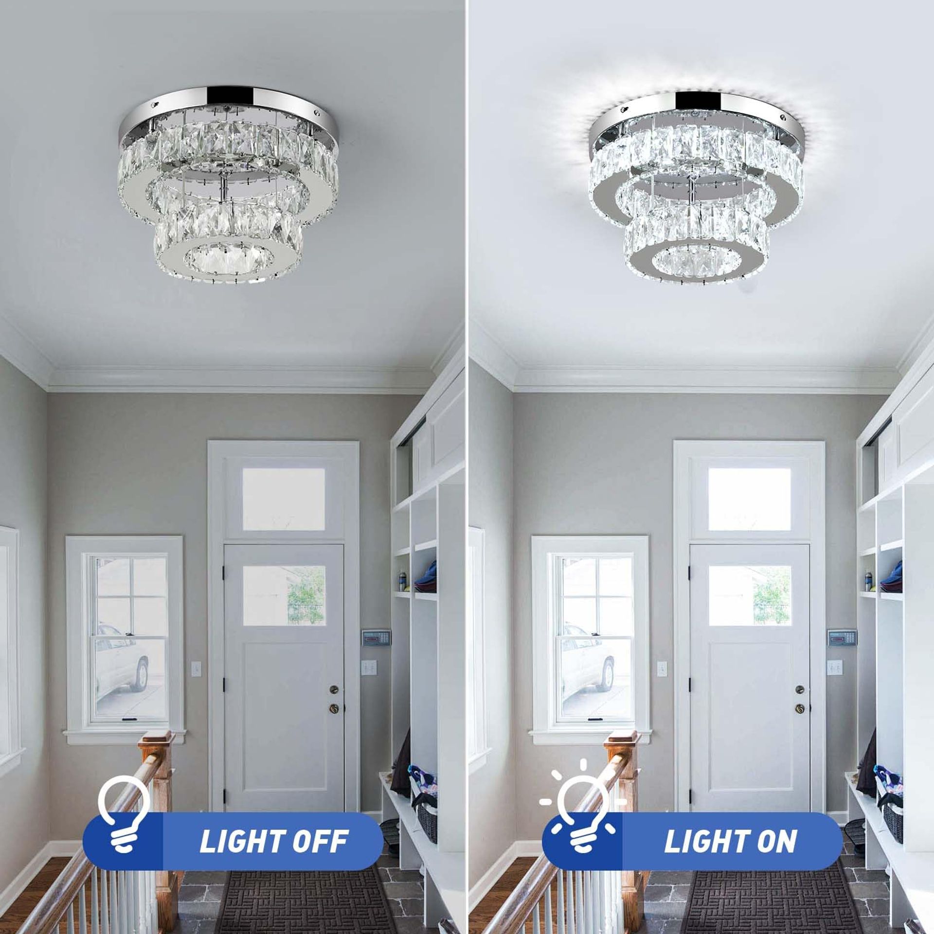 LED Crystal Ceiling Light Modern Chandelier 30W For Bedroom Living Room