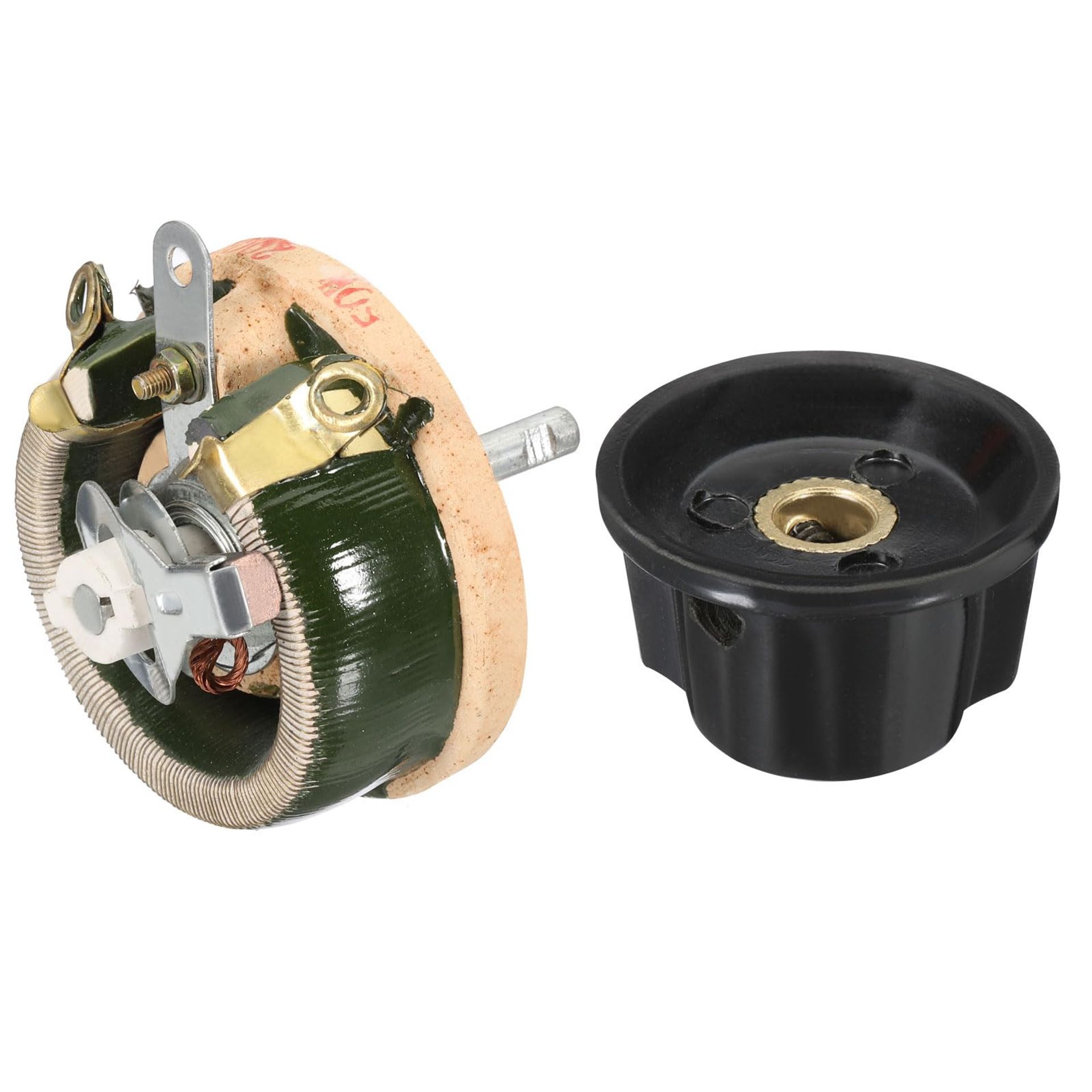 Adjustable Ceramic Rheostat 50W 200 Ohm High Power Wirewound Variable Resistor with Control Knob - Silver Grey