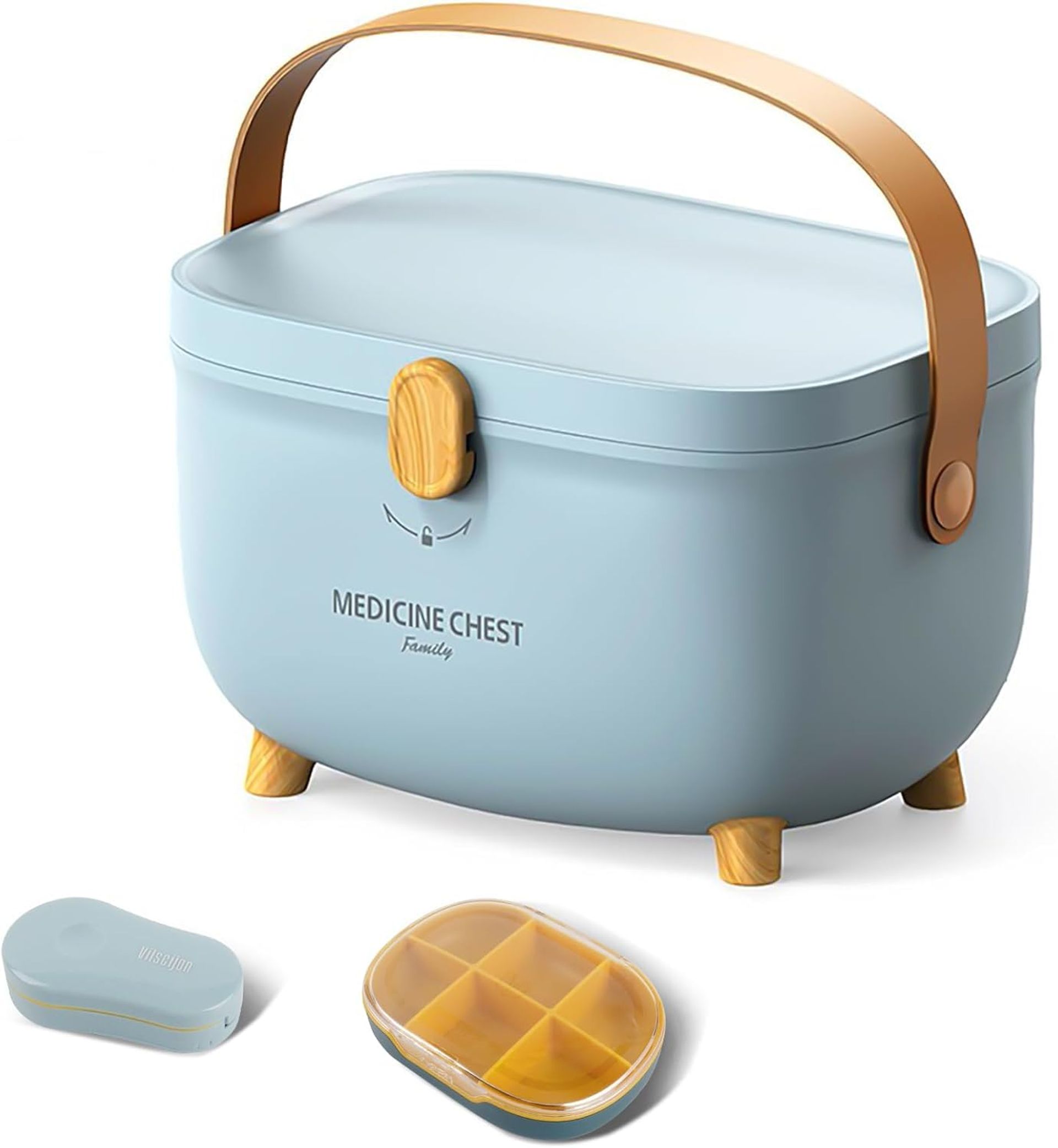 Medicine Storage Box with Latch Lock Secure Medical Organiser by Glosen - Blue One Size