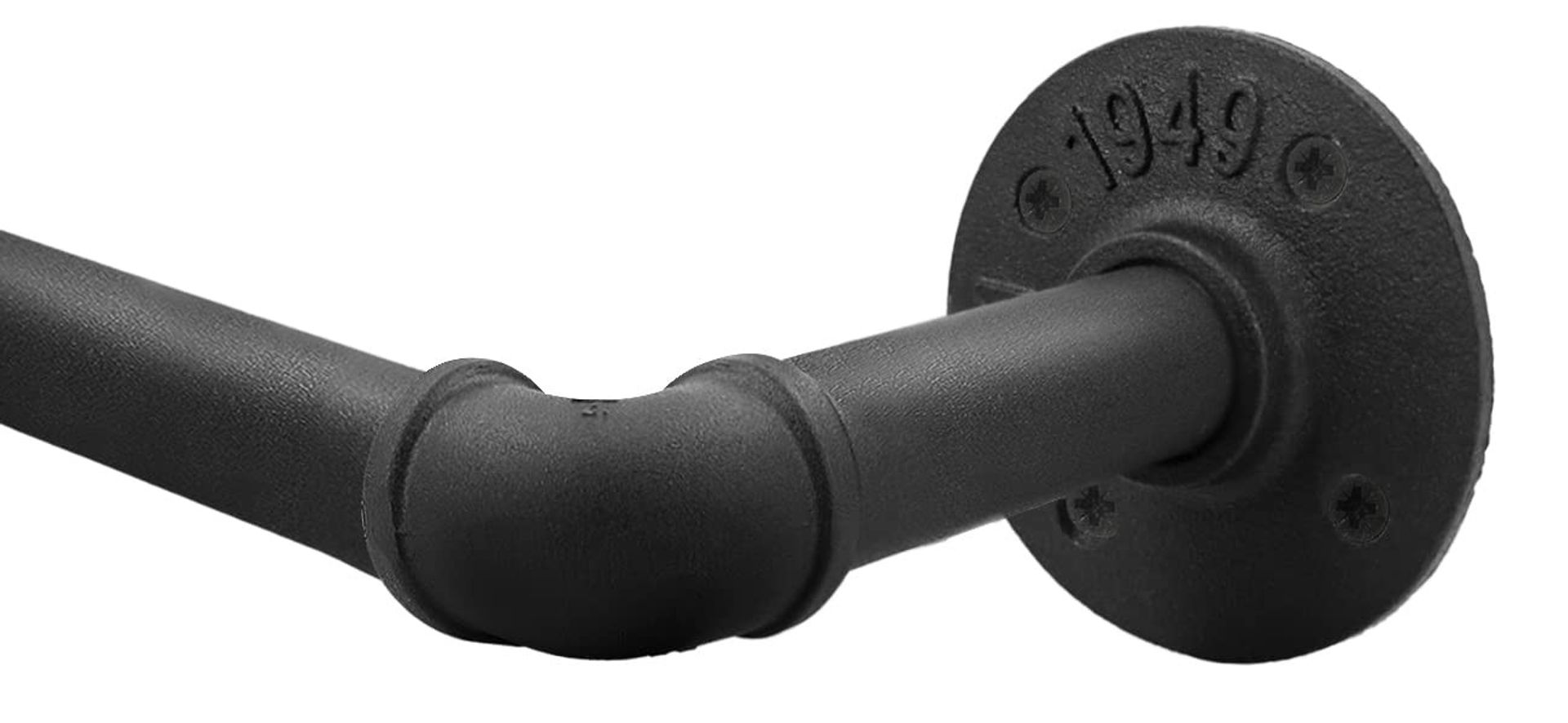 Industrial Curtain Pole Extendable Metal Rail for Windows and Showers, Rust-Resistant Design for Indoor and Outdoor Use - Black M(110-210CM)