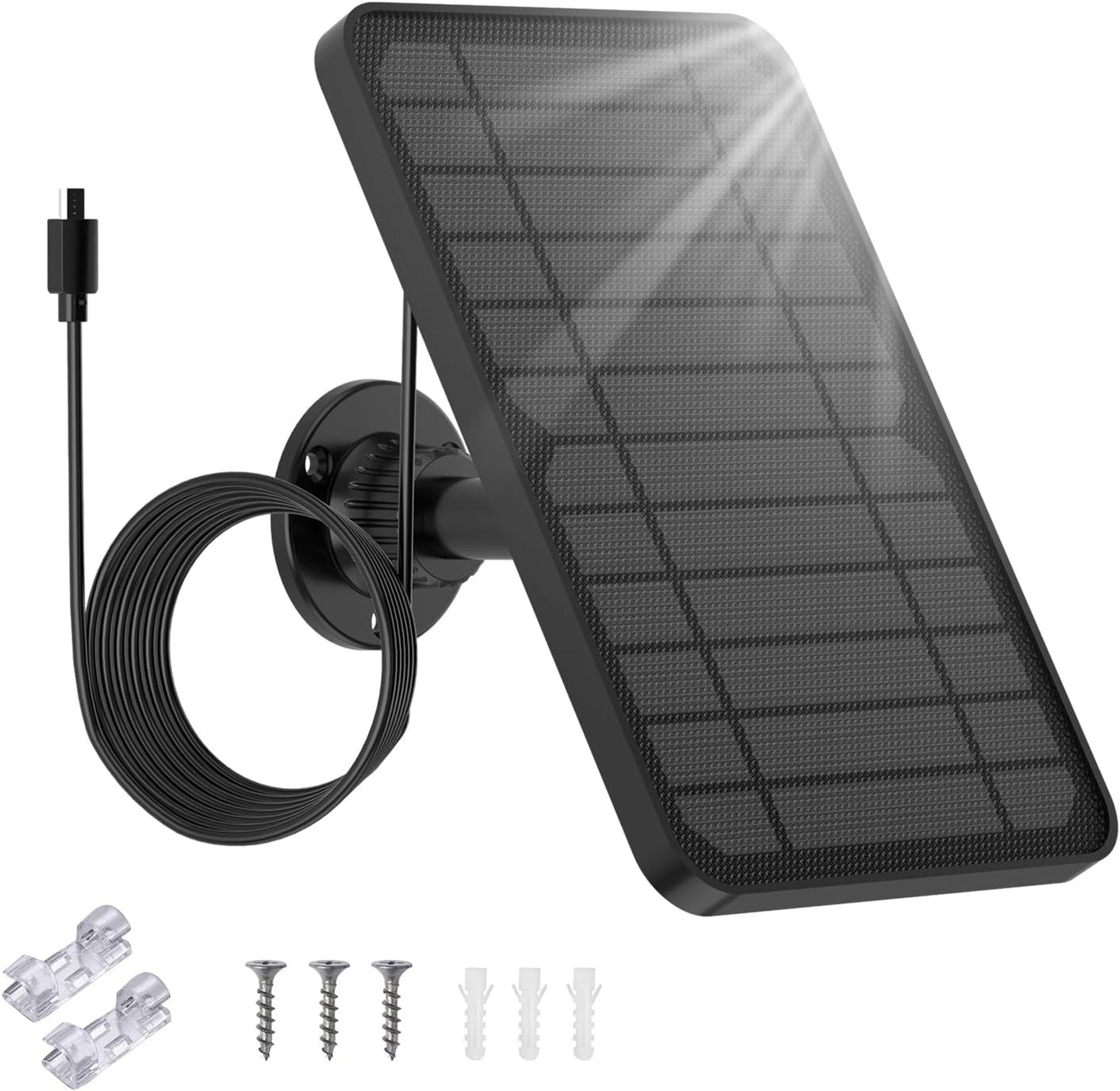 Solar Panel Charger for Blink Outdoor Cameras 5V 5W 2200mAh with 360° Adjustable Mount and 13.1ft Cable - Black 1 Pack