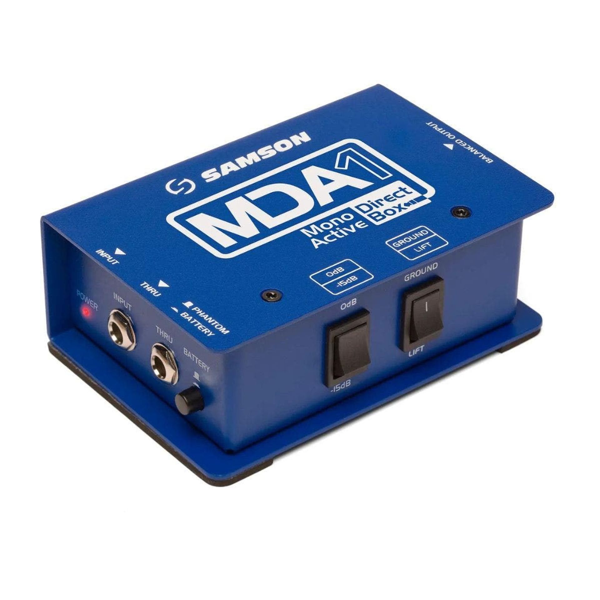 Samson S-Max MDA1 Mono Active Direct Box 48V Phantom or 9V Battery Power - Blue SAMDA1 - Student Essentials