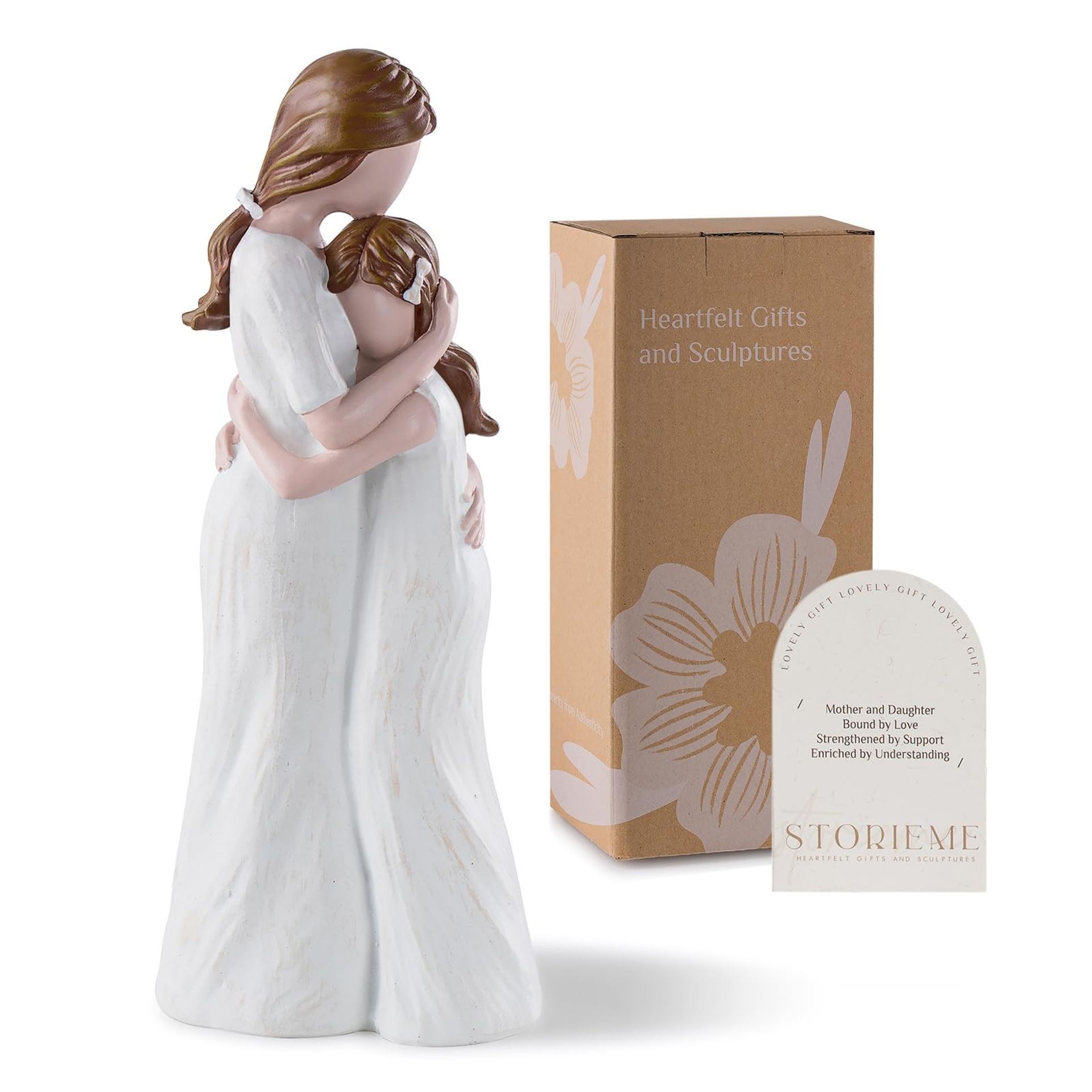 Mother and Daughter Figurine Sentimental Handcrafted Resin Ornament Gift for Birthday or Mother's Day - White 19.5cm
