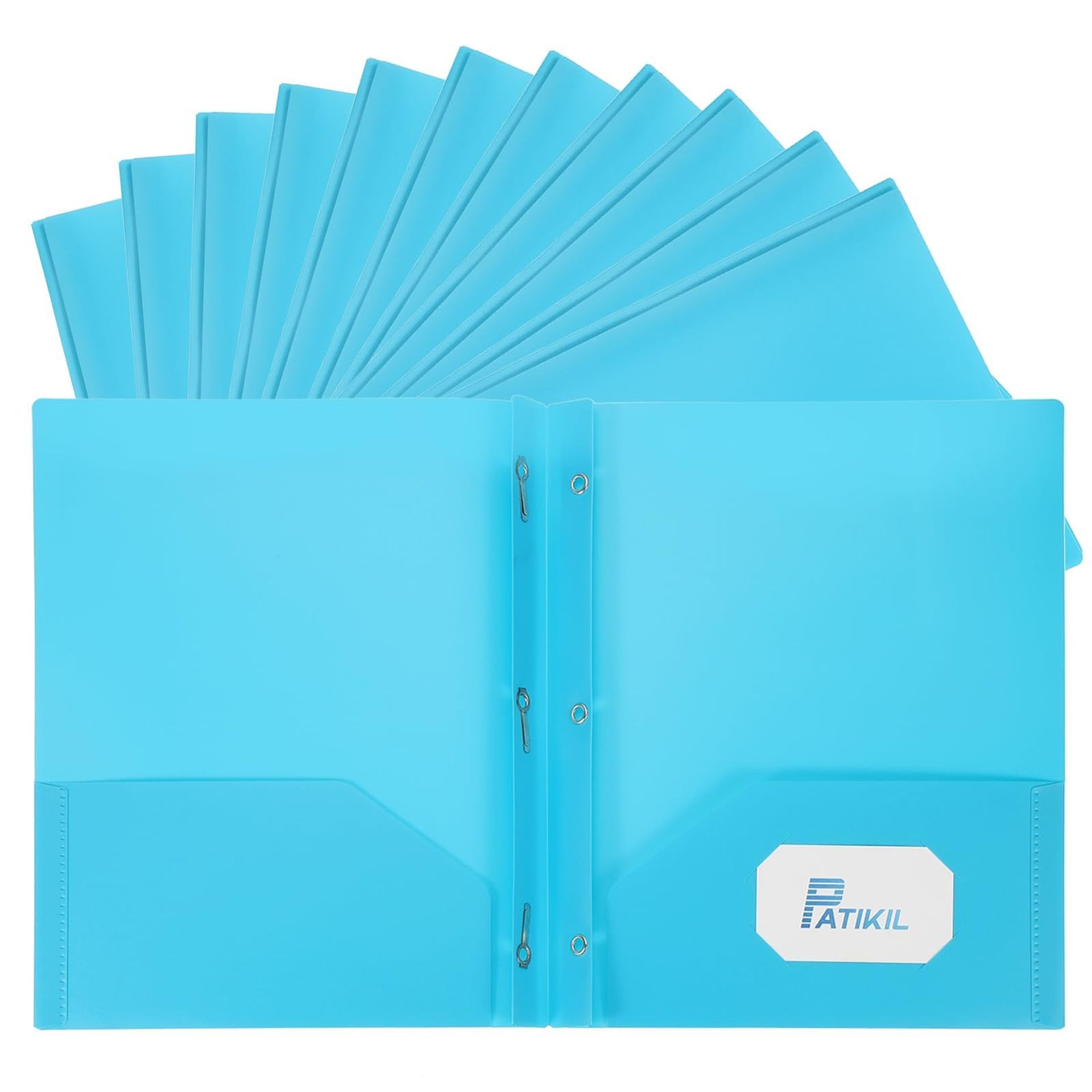 Pocket Folders with Prongs Heavy Duty Plastic 3 Fasteners 60 Pack - Blue 9.3x11.4"
