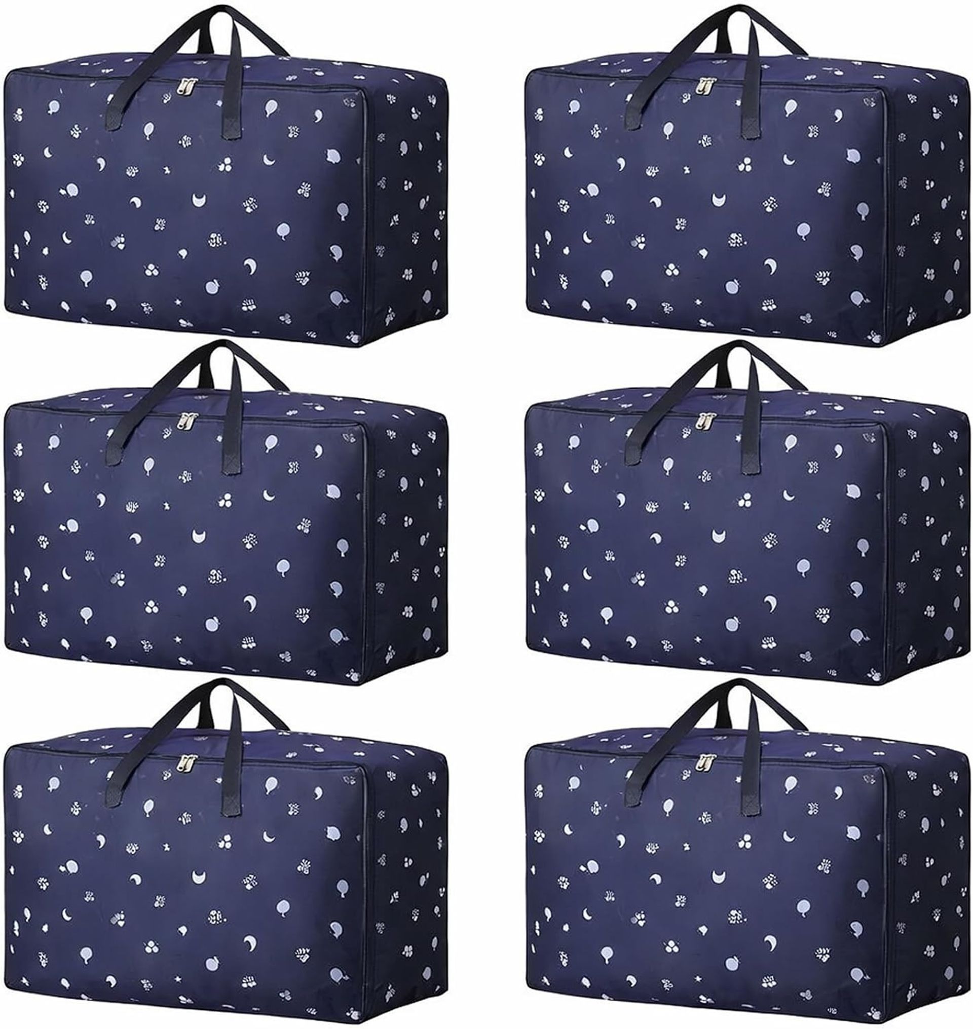 Heavy Duty Storage Bags 6 Pack 105L Capacity Waterproof Zipped Totes for Moving Clothes Bedding & Blankets - Astronaut 6*105L