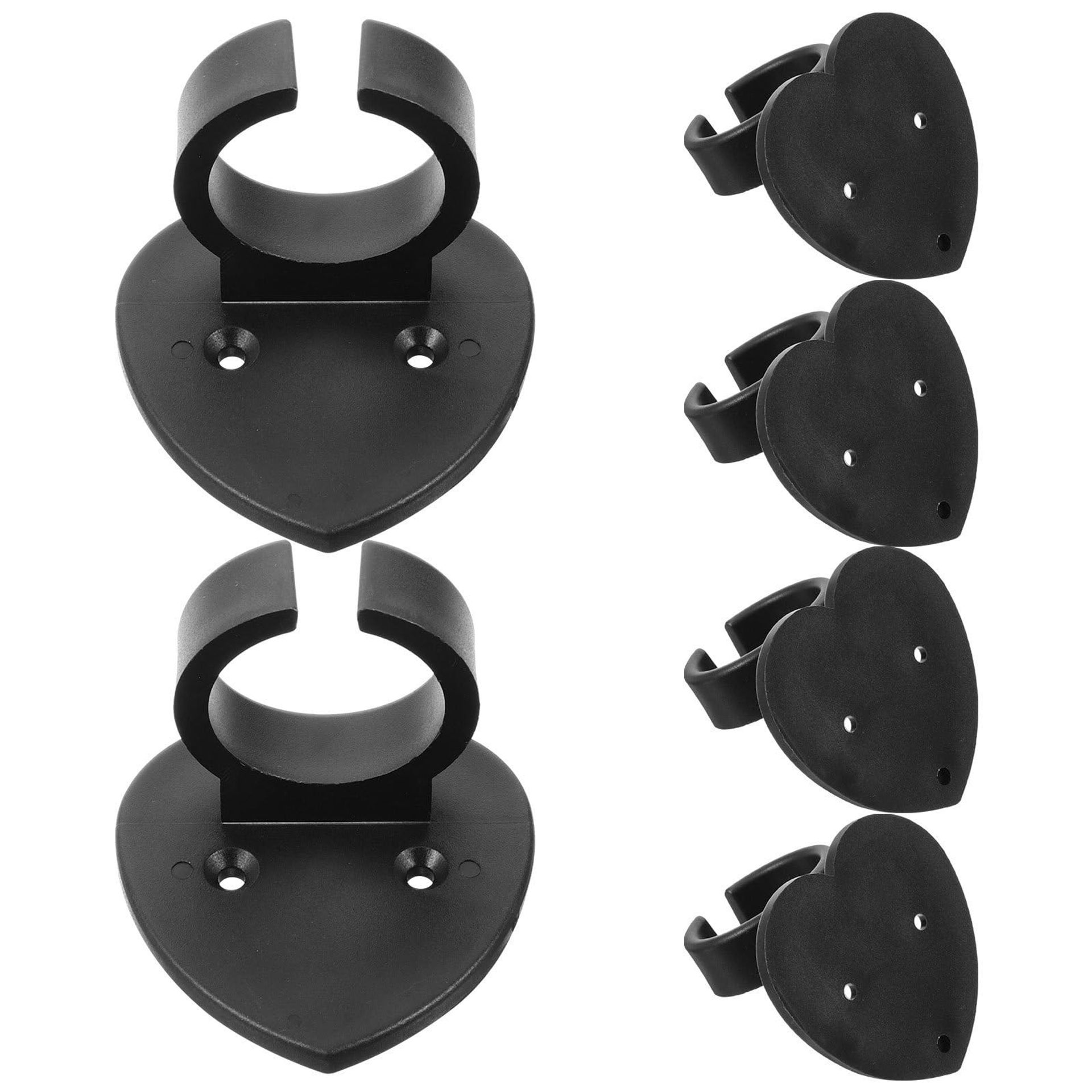 Wall Mounted Microphone Holder Clip Set 6-Pack Heart-Shaped Anti-Roll Clamp for Studio, KTV & Home Use - Black 6x6cm