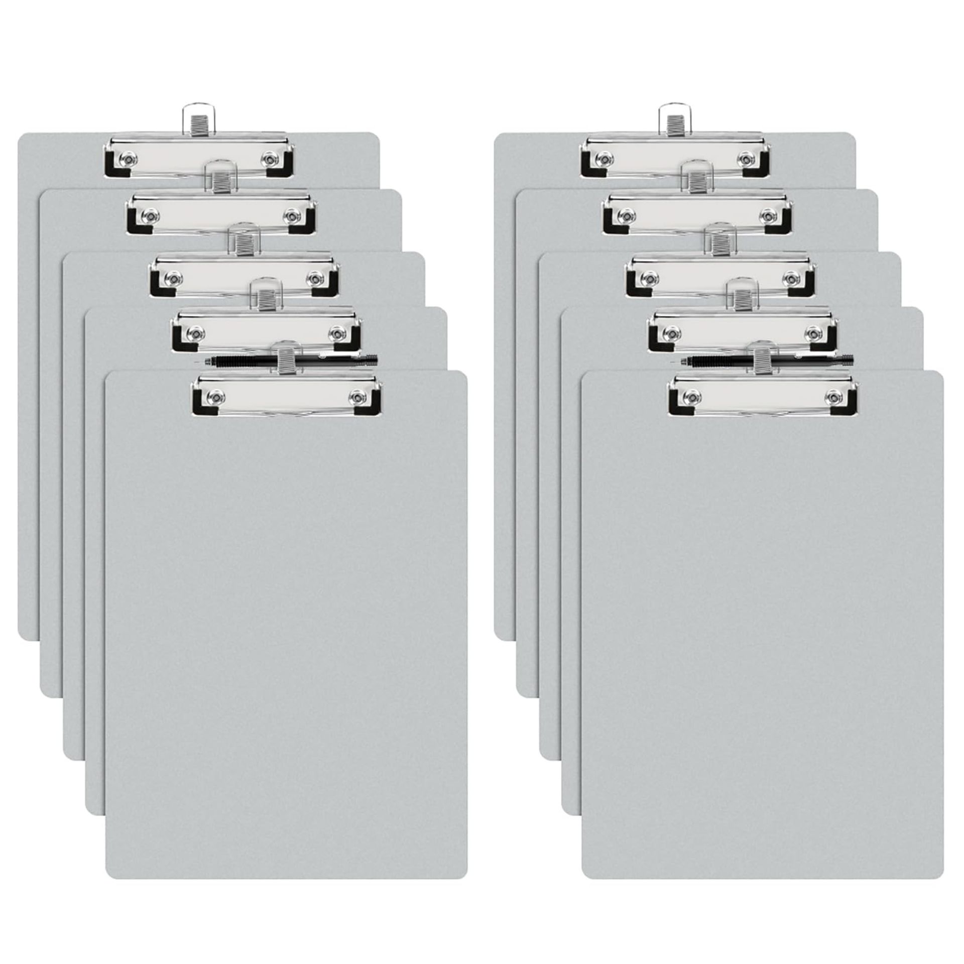 Wooden Clipboards A4 Pack of 10 with Pen Holder and Hanging Hole - Grey A4 10 Pack