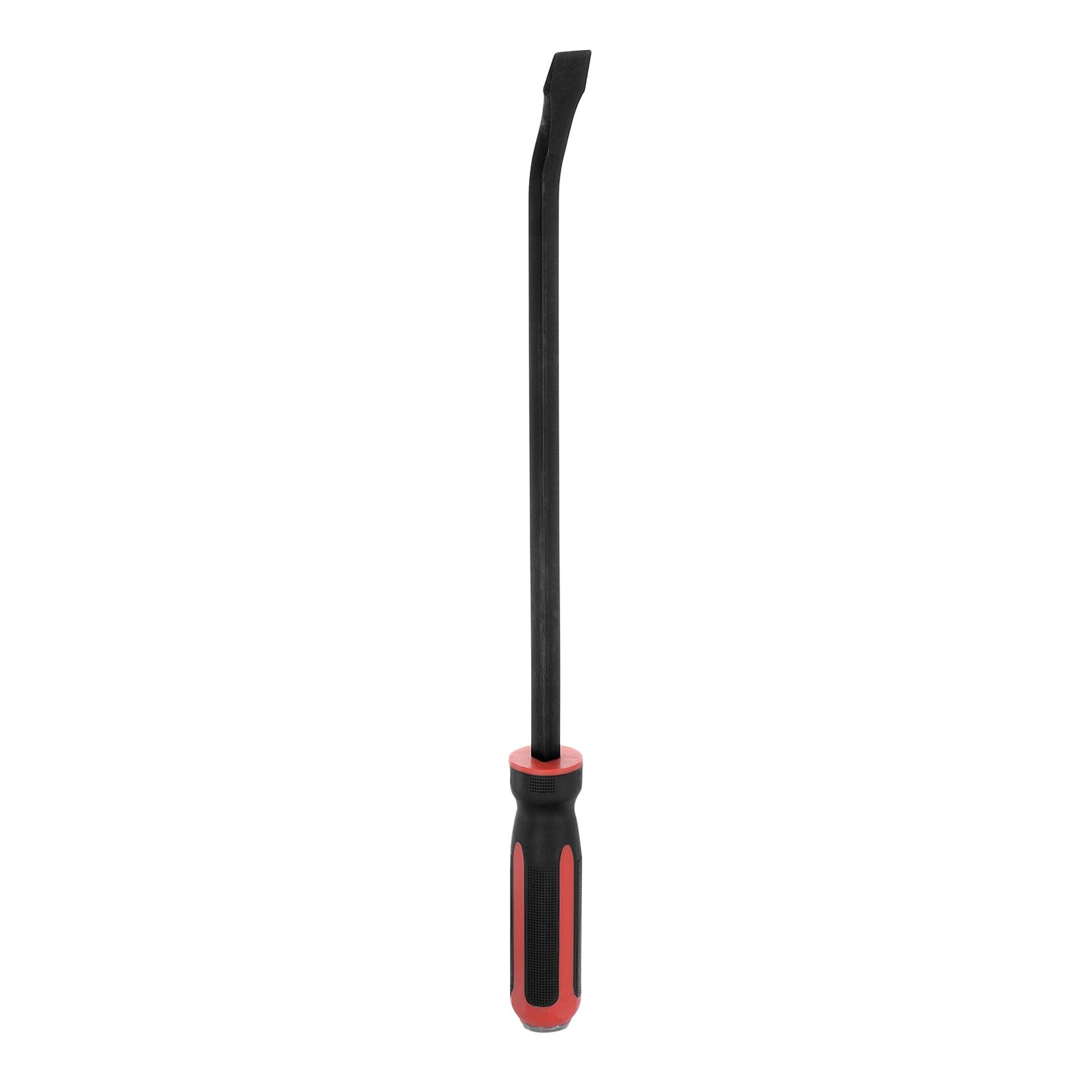 Angled Tip Pry Bar Heavy-Duty CR-V Steel Curved Lever with Strike Cap Non-Slip Handle - Silver 24 Inch