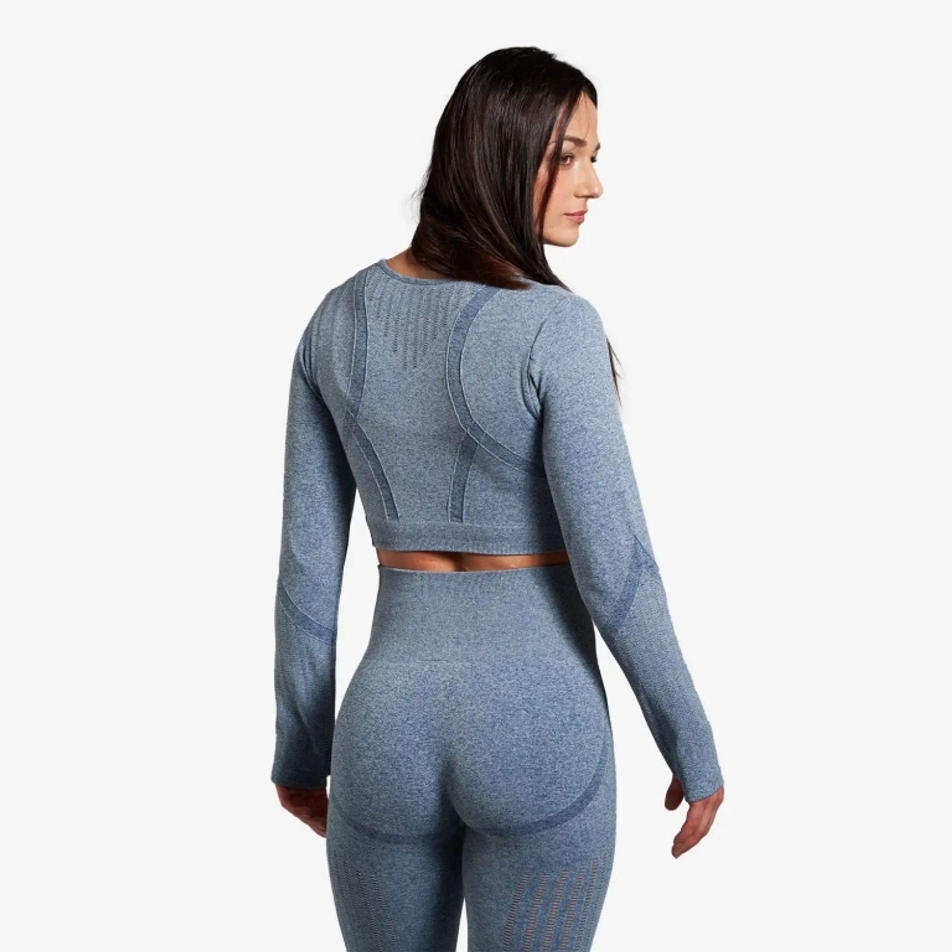 Forza Naadloze Crop Top – Steel Blue - Medium