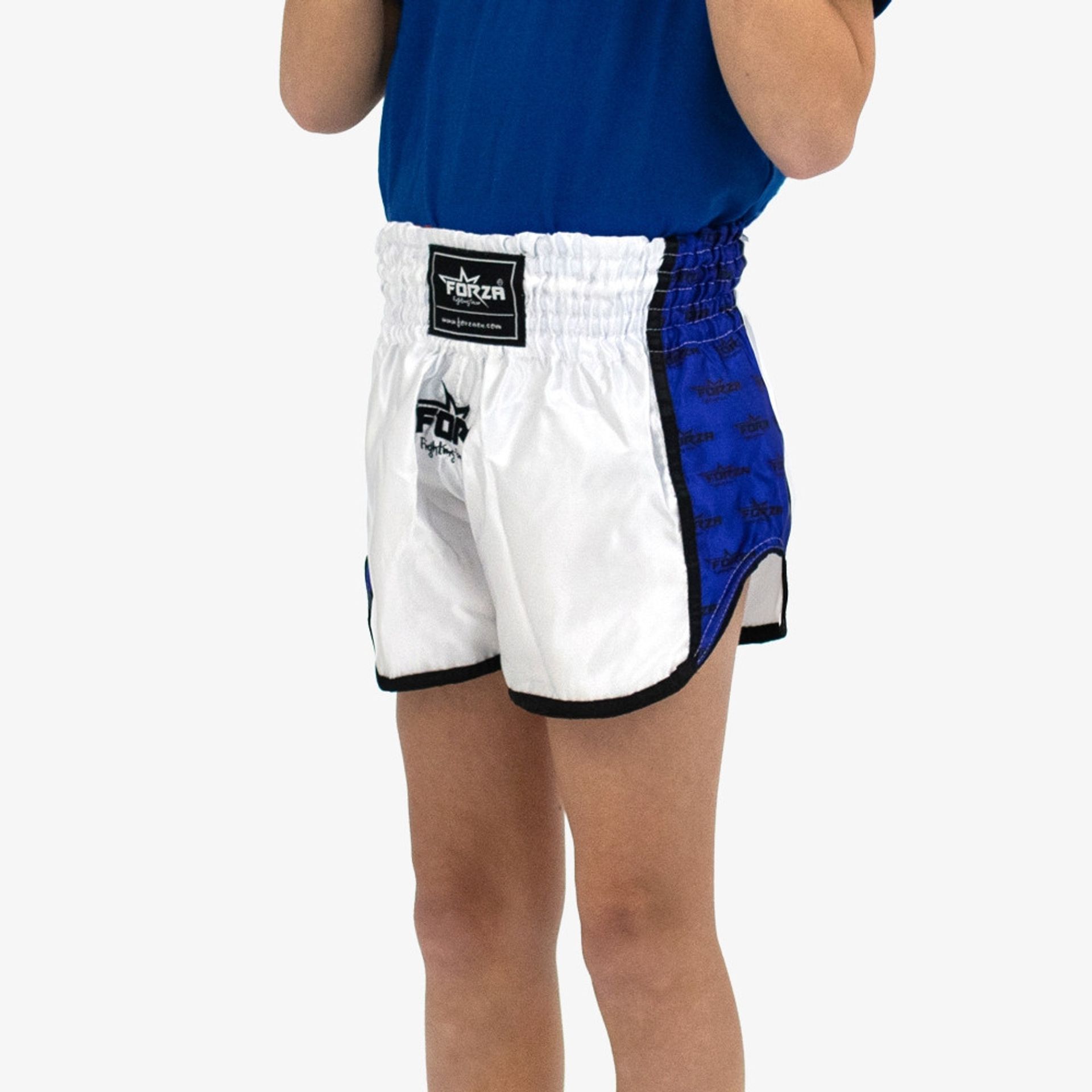 Forza Muay Thai Short – White/Blue - Large