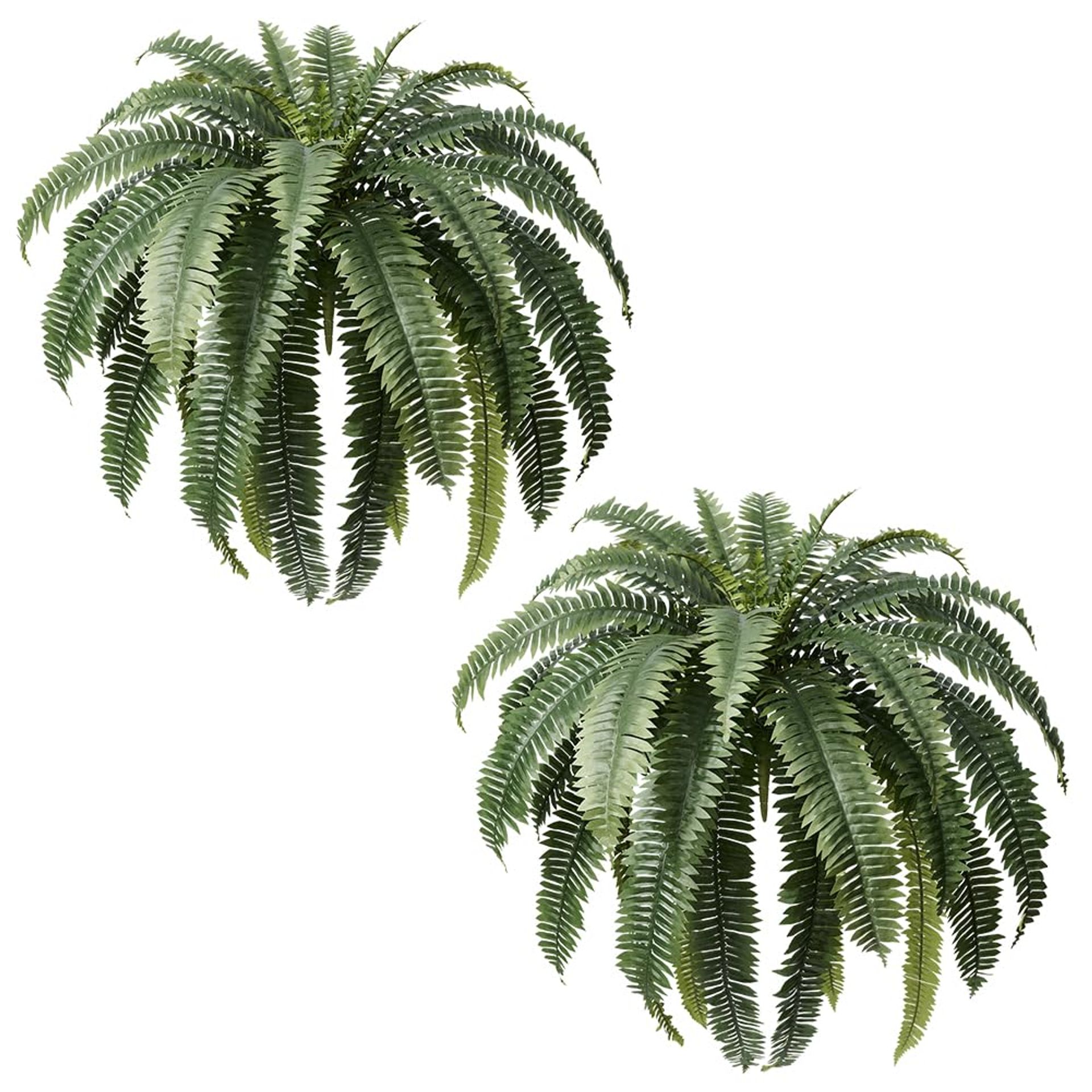 Artificial Boston Fern Plant 48in UV Resistant Faux Greenery Set of 2 for Home and Garden Décor - Green 39 Fronds