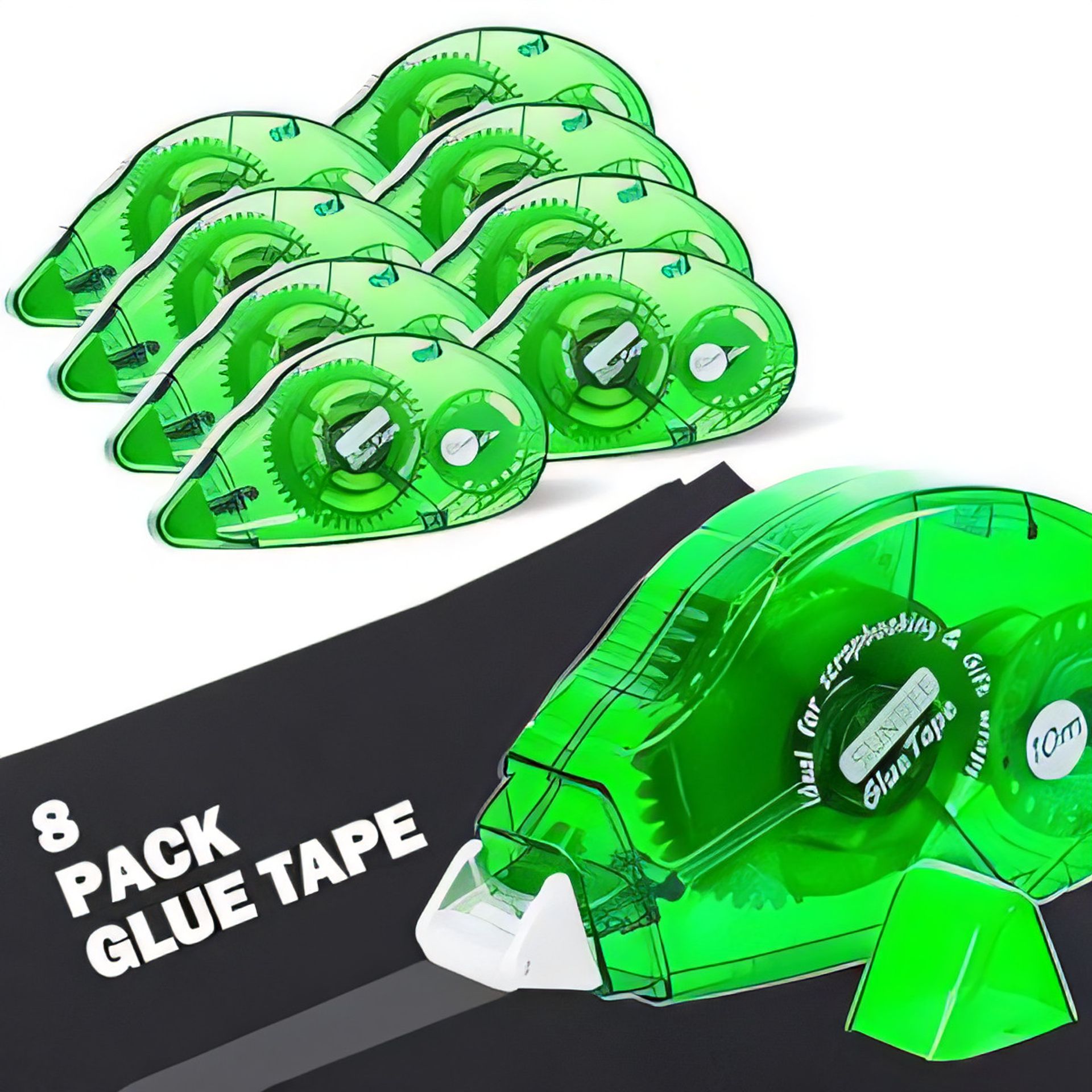 Glue Roller 0.8cm x 10m Adhesive for Scrapbooking & DIY Crafts - 8 Pack, Green