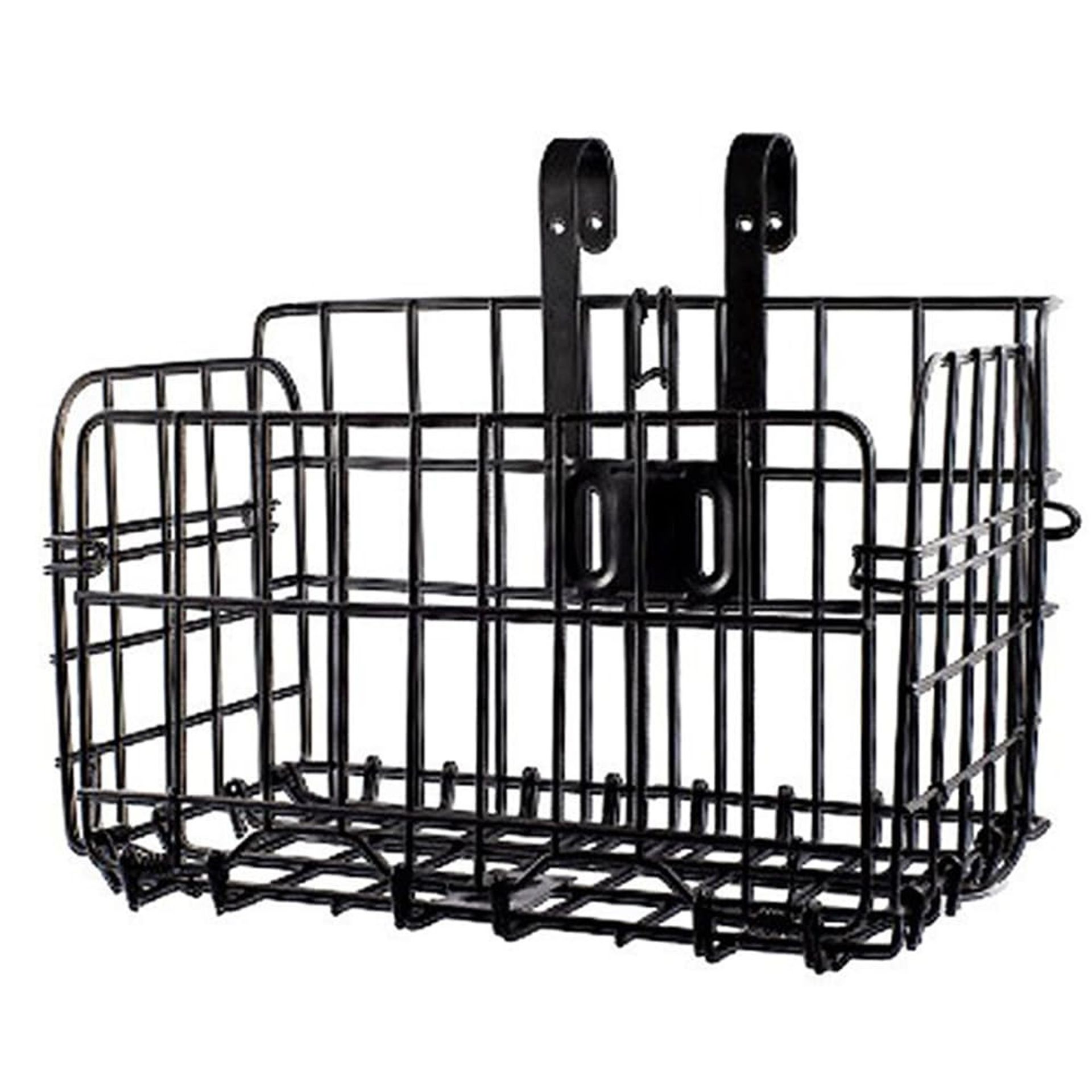 Foldable Front Bike Basket Sturdy Metal Frame with Fixed Mount Easy to Install and Fold - Black 12.8"x7.87"x8.66"