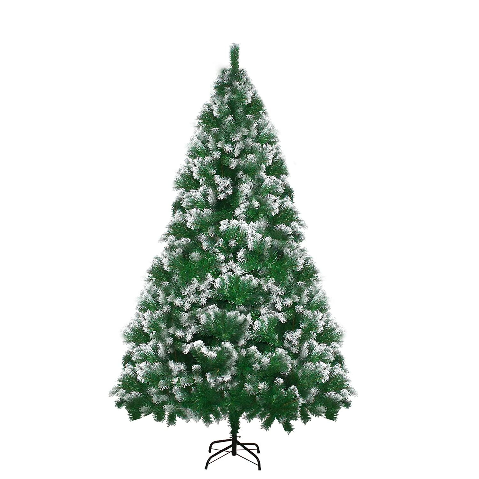 Artificial Christmas Tree 6ft Snow Flocked with 900 Branch Tips and Metal Stand - Green With Snow 179.8cm