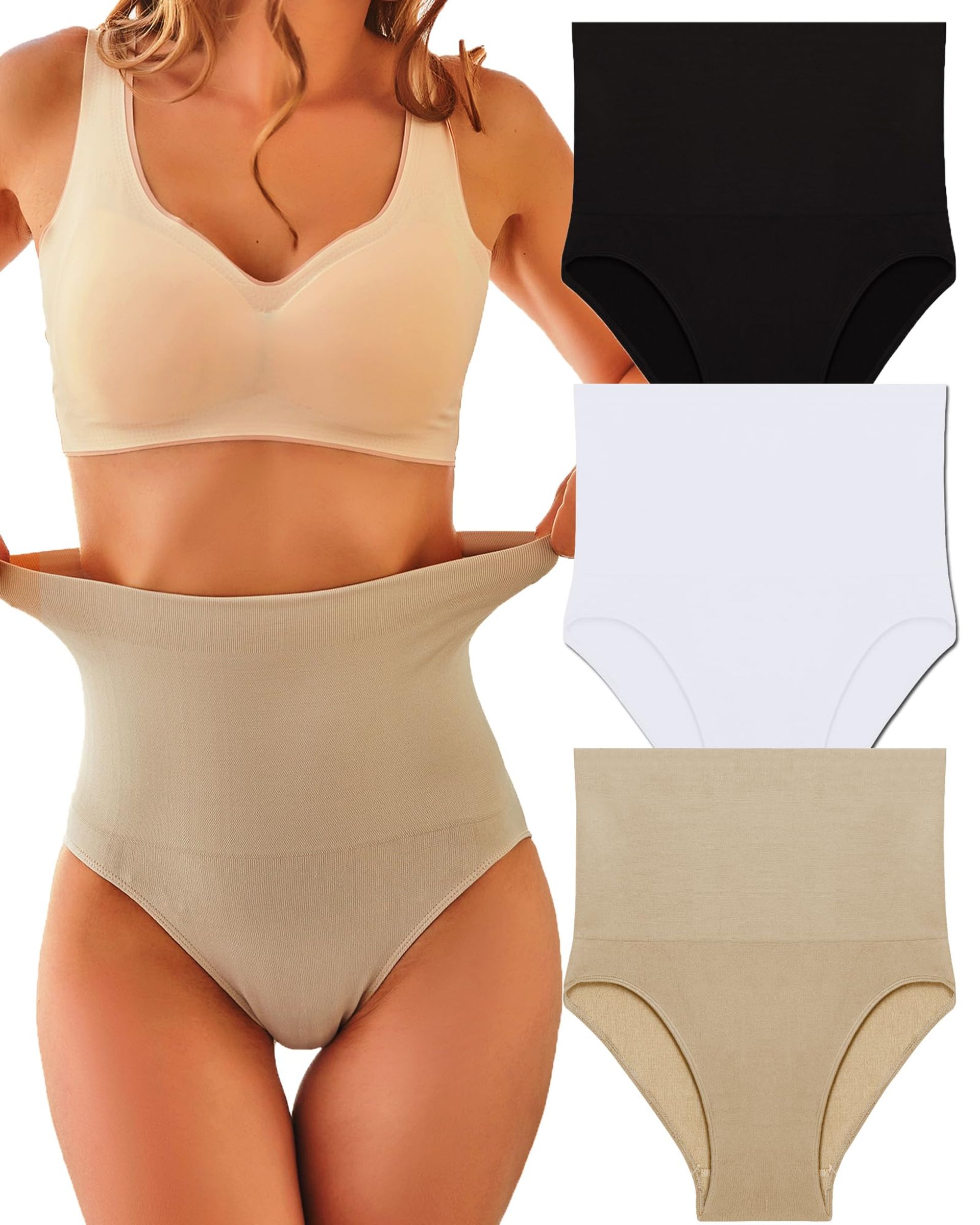Women's 3 Pack High Waist Tummy Control Shapewear Briefs Comfortable Stretch Underpants - A-3er XXL
