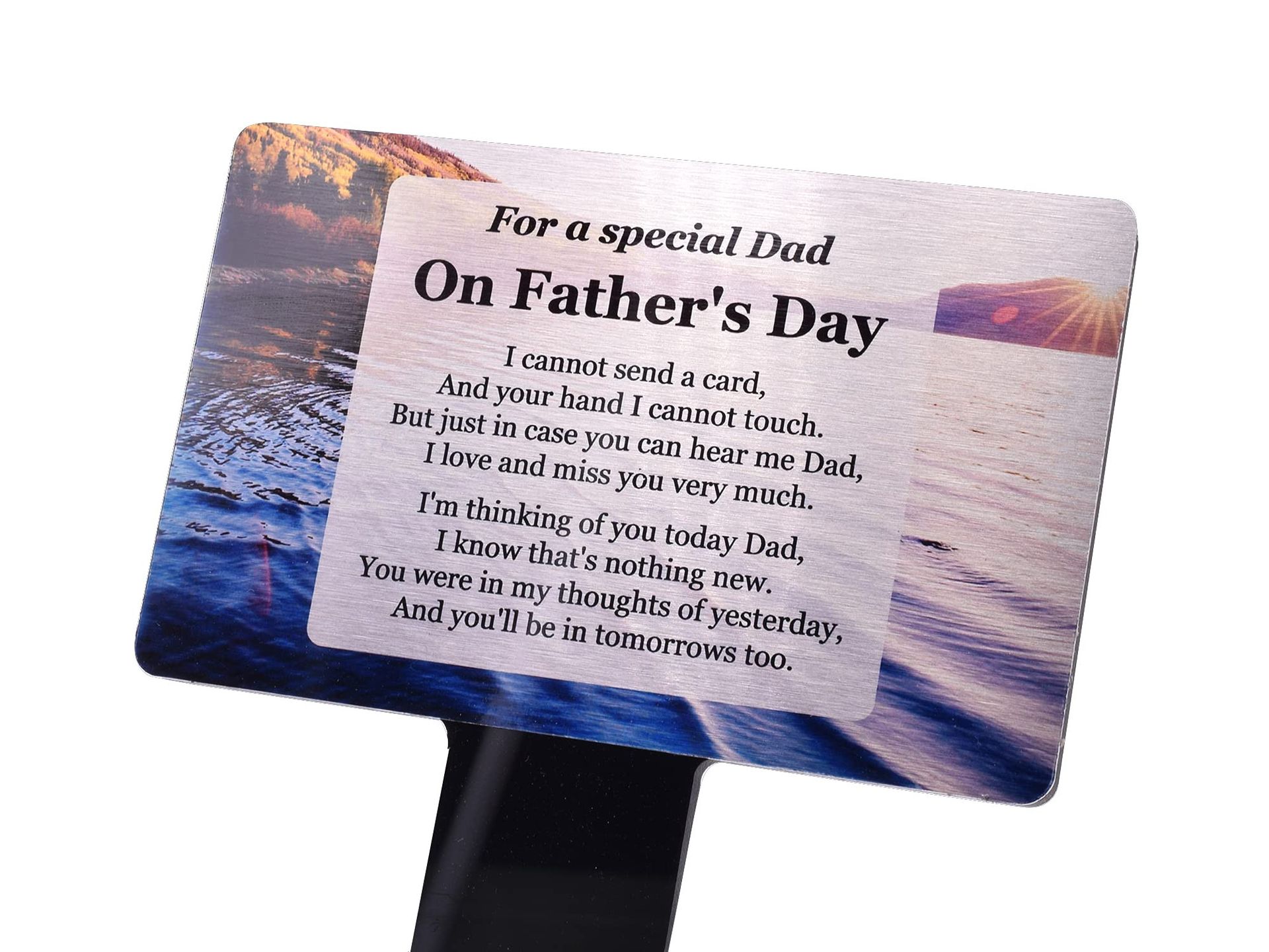 Memorial Plaque with Stake for Dad Father's Day Grave Marker Sunset Design - Silver 150mm x 243mm