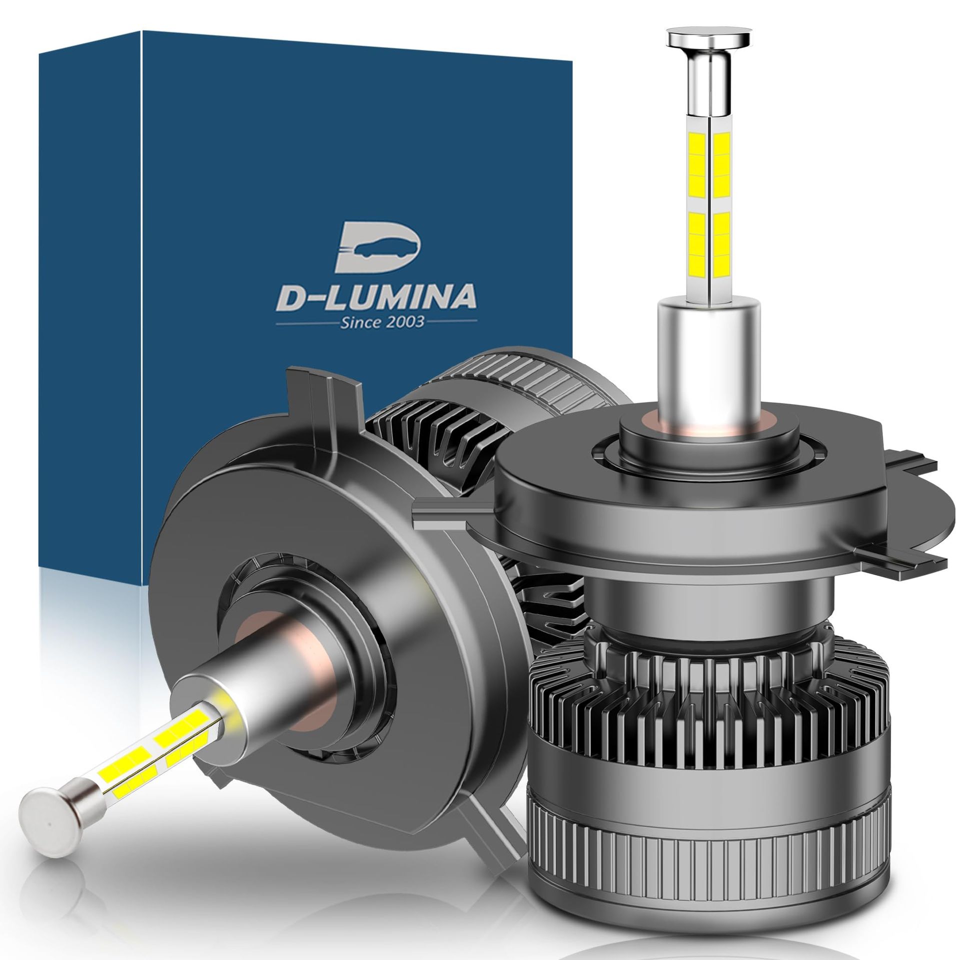 LED H4 Headlight Bulbs 120W 20000LM 6500K 500% Brighter 360° Car Lights Kit - Silver H4