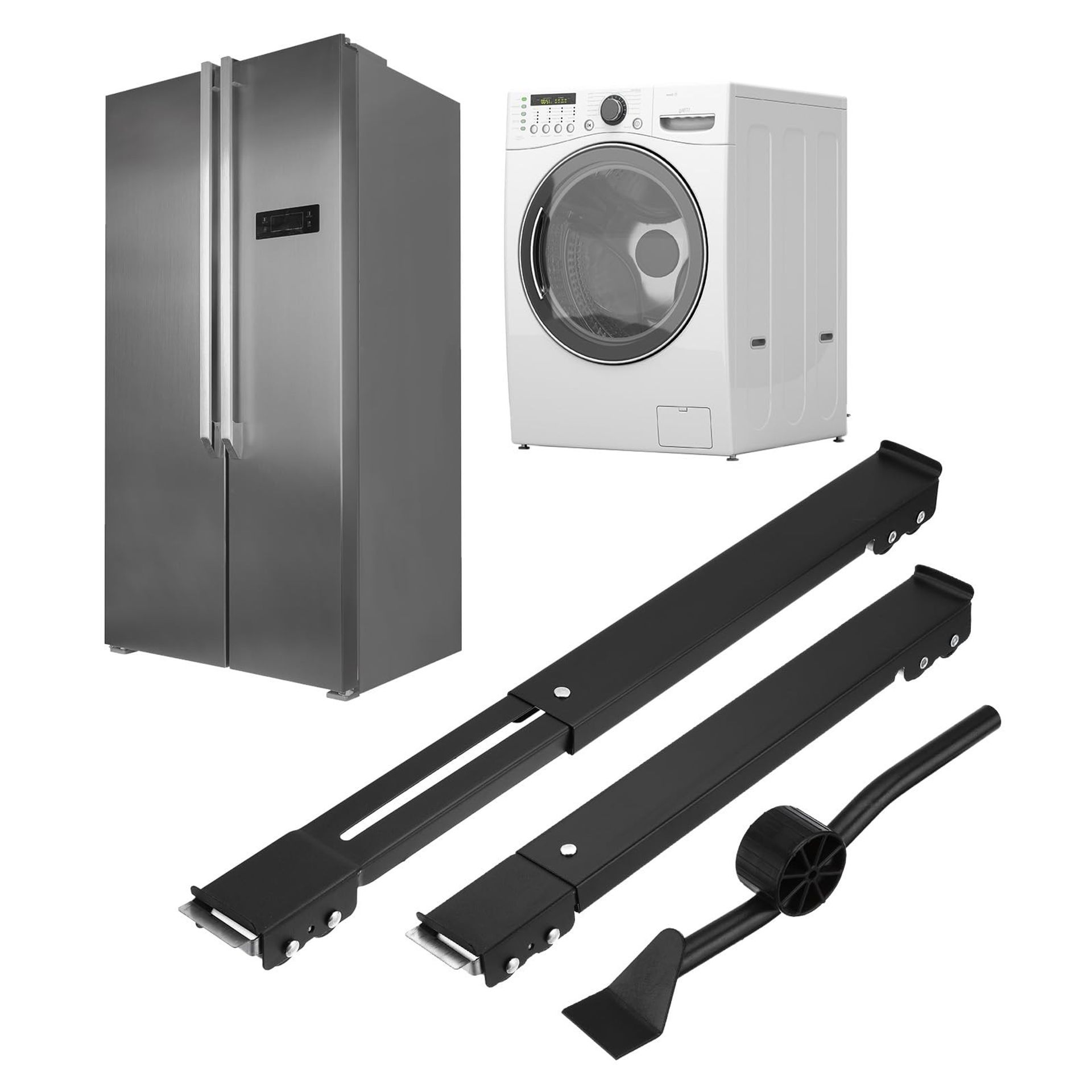 Appliance Rollers 2 Pack Extendable Sliders with 24 Wheels and Pry Bar for Moving Heavy Appliances - Black