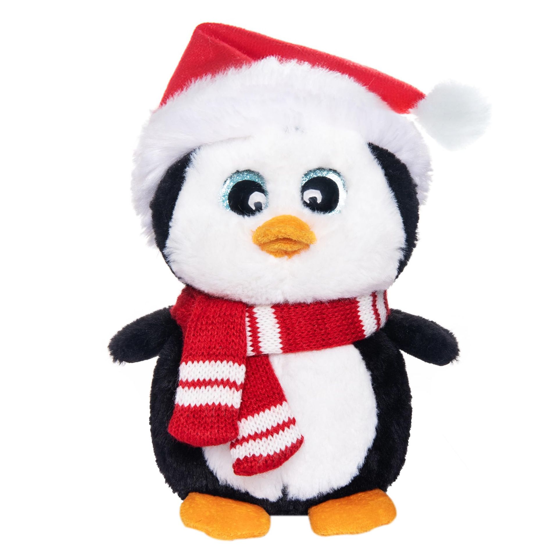 7-Inch Penguin Christmas Plush Toy Soft Stuffed Animal with Santa Hat & Scarf - 1pcs Penguin