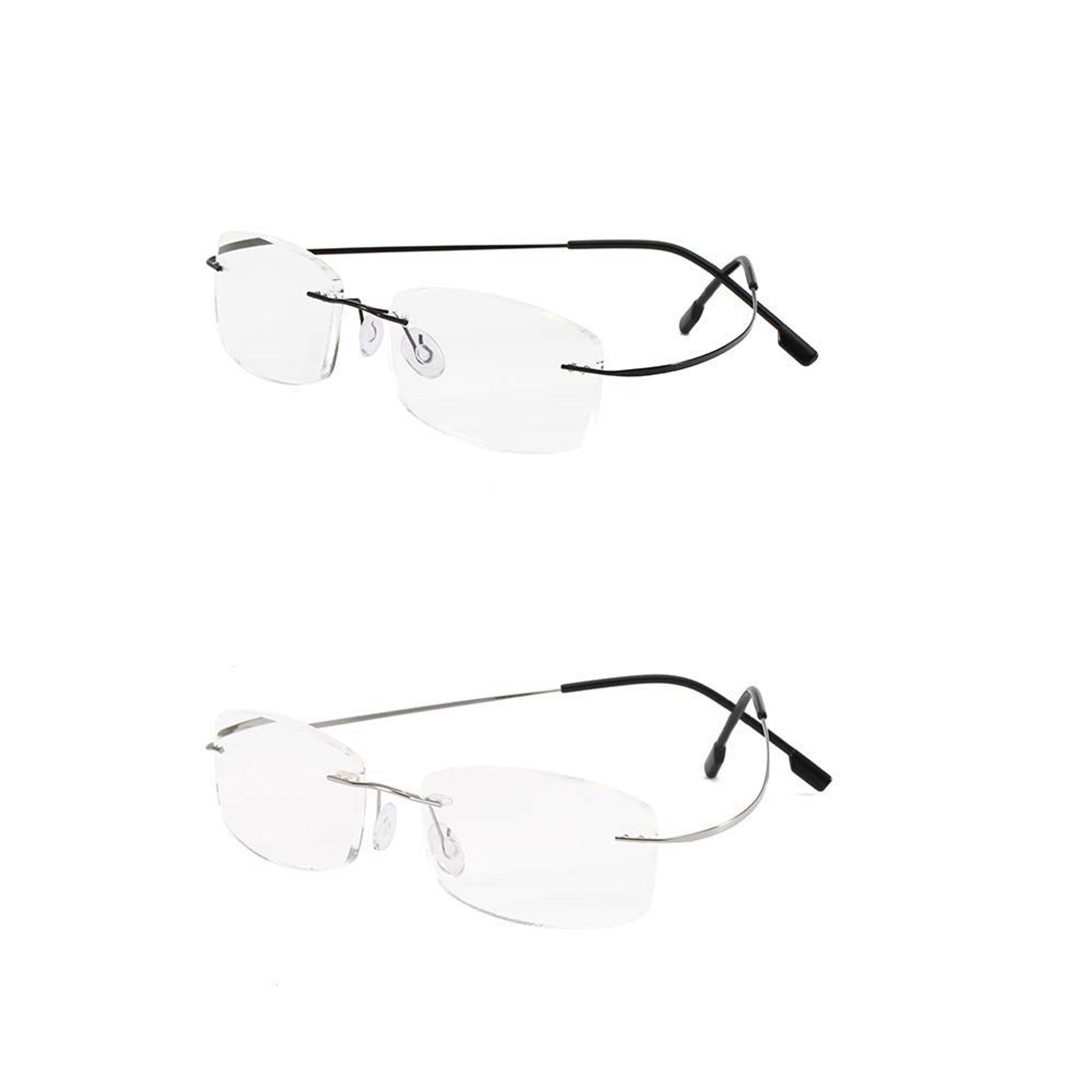 Rimless Reading Glasses Super Light Titanium Frame with Resin Lenses for Men & Women - 2 Pack +1.0 Magnification