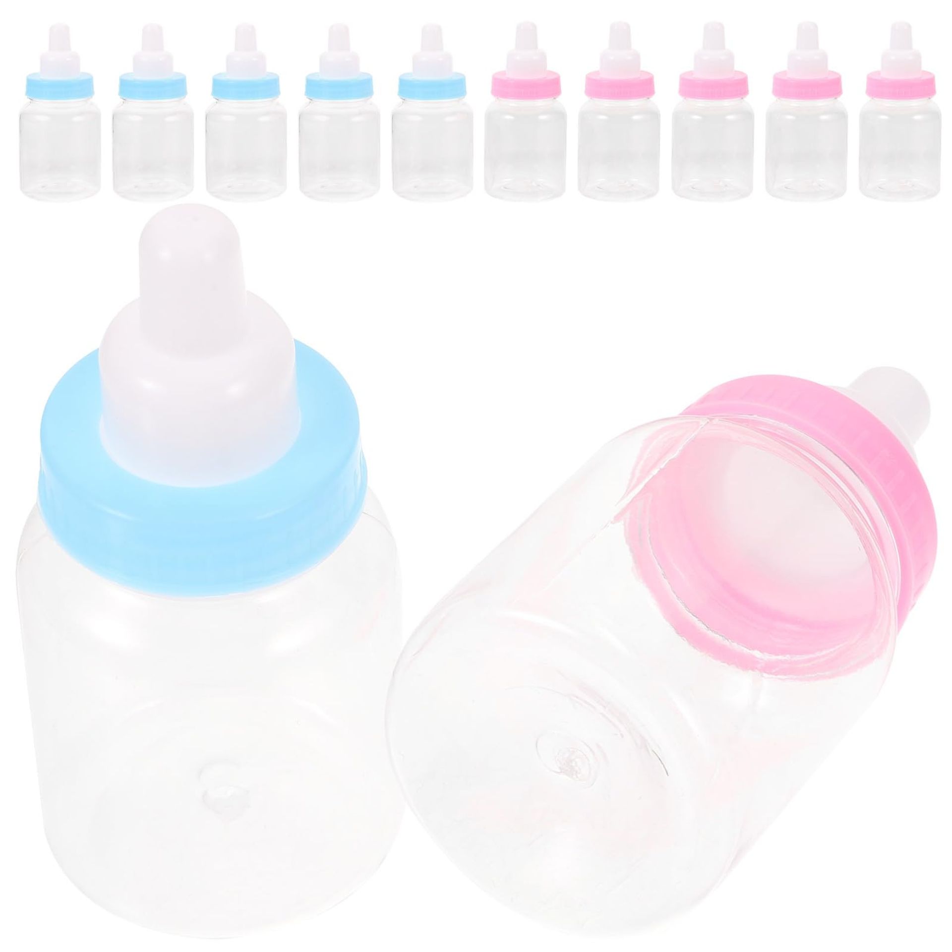 Mini Plastic Candy Bottles Fillable Pacifier Favour Set for Baby Shower Parties - Transparent 12 Pack