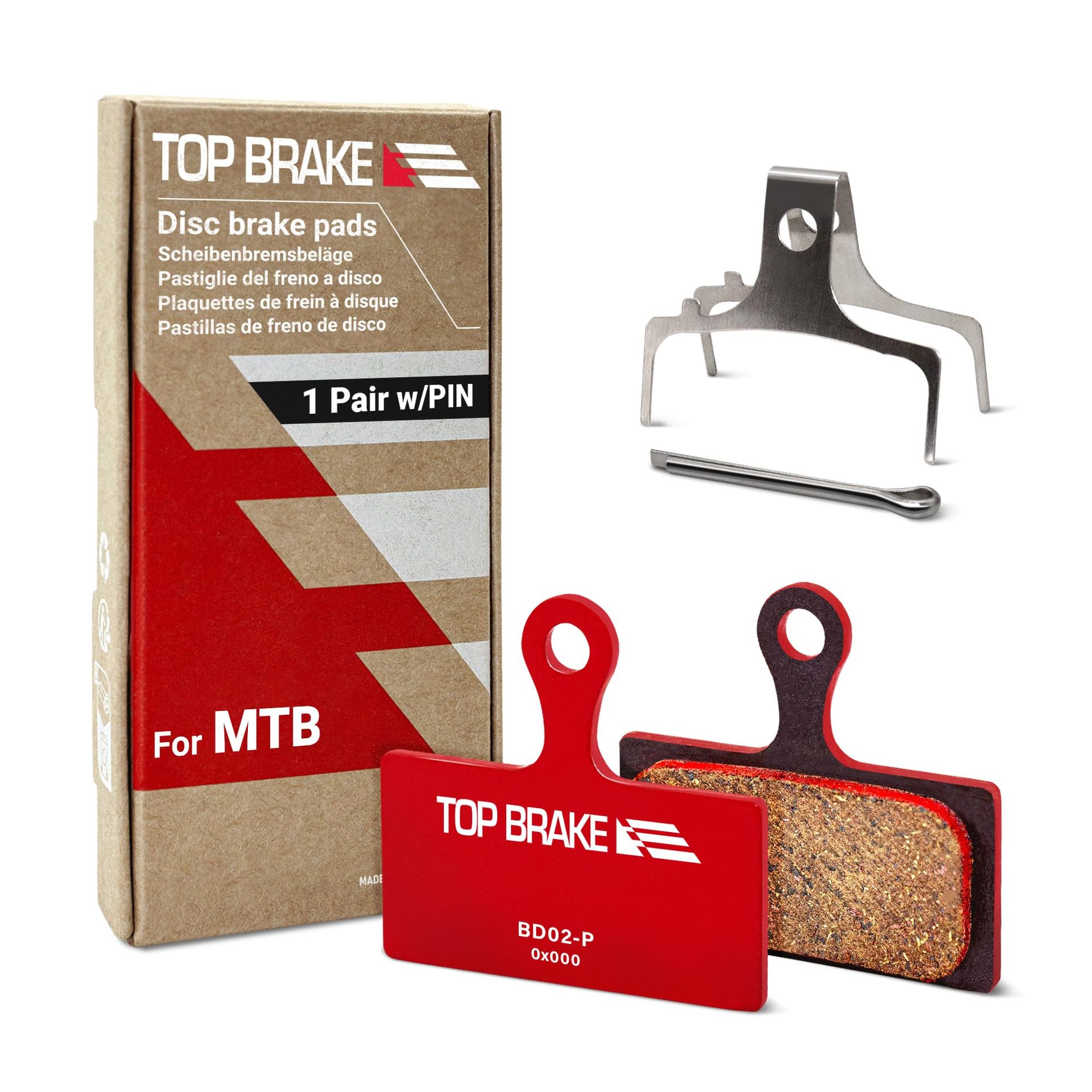 Mountain Bike Disc Brake Pads Ceramic Kevlar Quiet Performance for Shimano XTR XT Deore M9000 M8000 - Red BD02-P