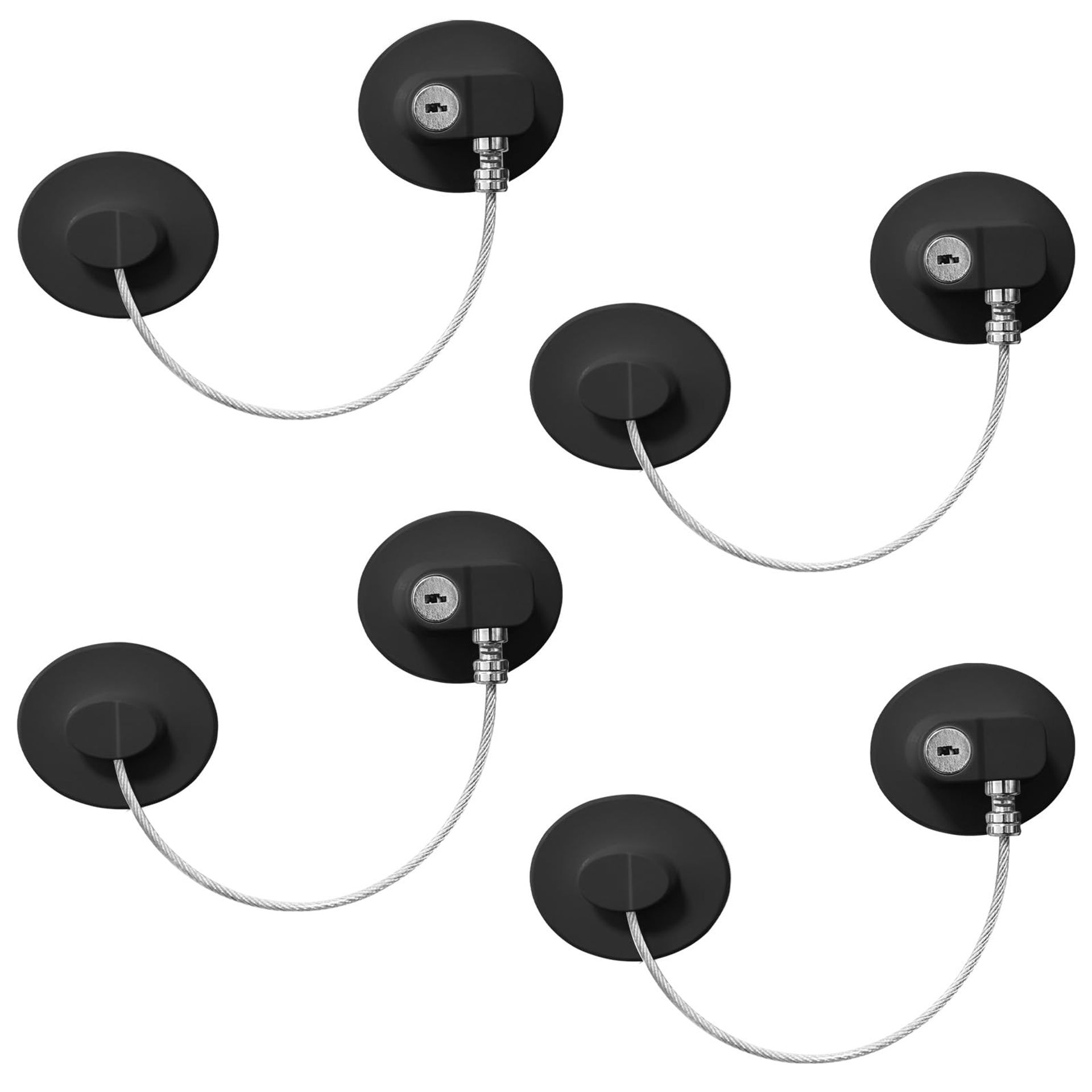 4Pcs Child Safety Window and Door Locks No-Drill Adhesive with Keys - Black 4 Pack