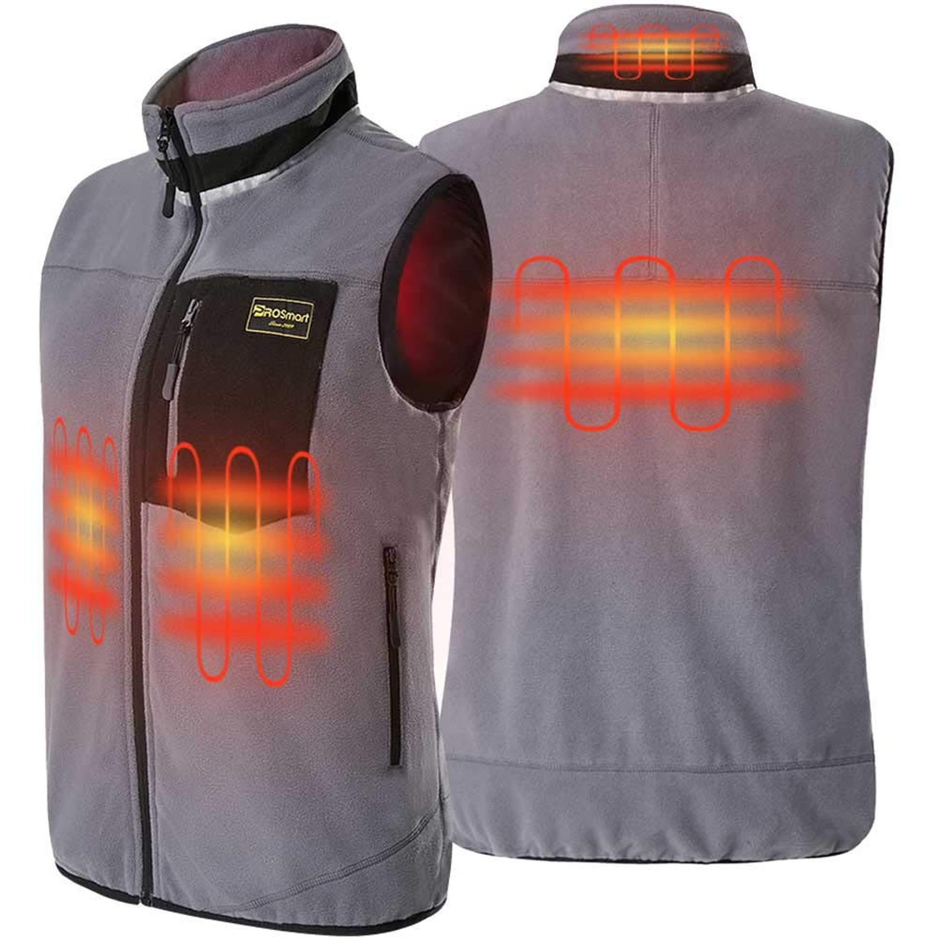Heated Gilet Polar Fleece Lightweight USB Rechargeable Unisex Vest for Outdoor Warmth - Grey XXL