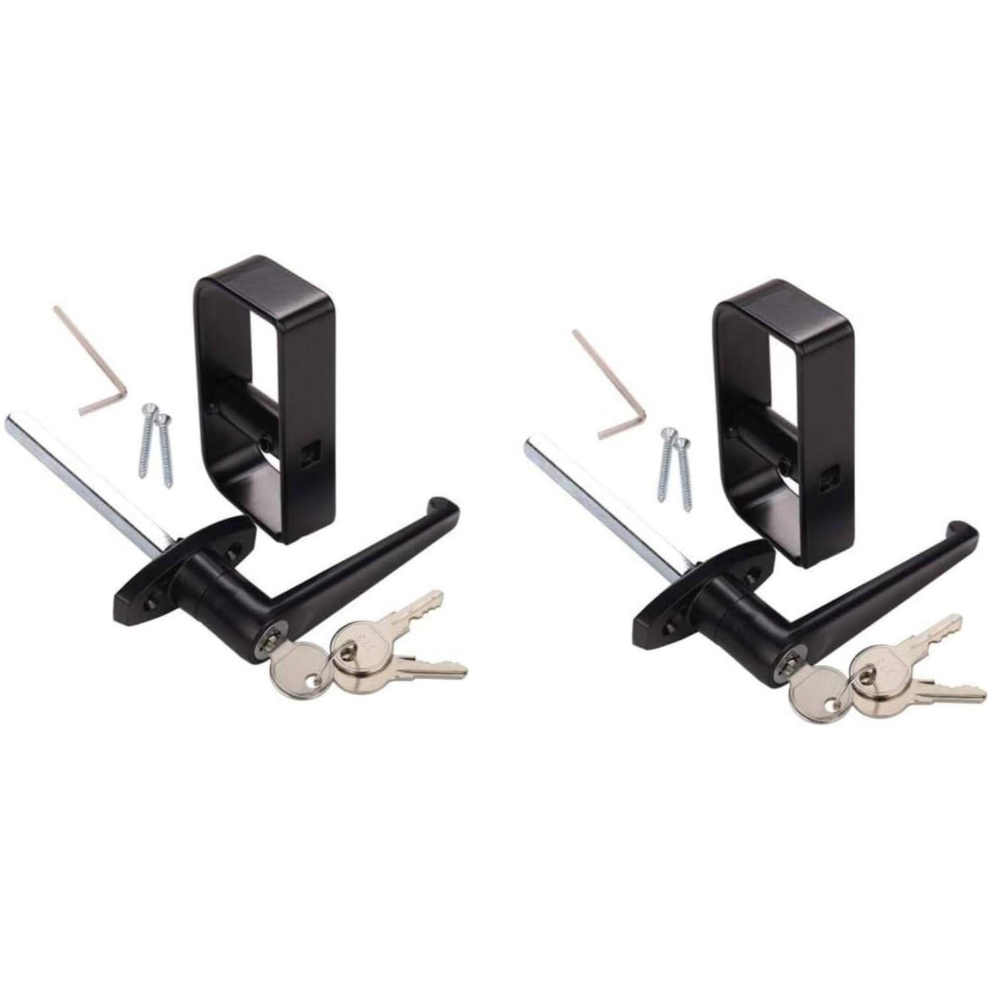 Shed Door Lock Kit Heavy Duty L-Handle Keyed Alike with Screws 114mm - Black L-Handle
