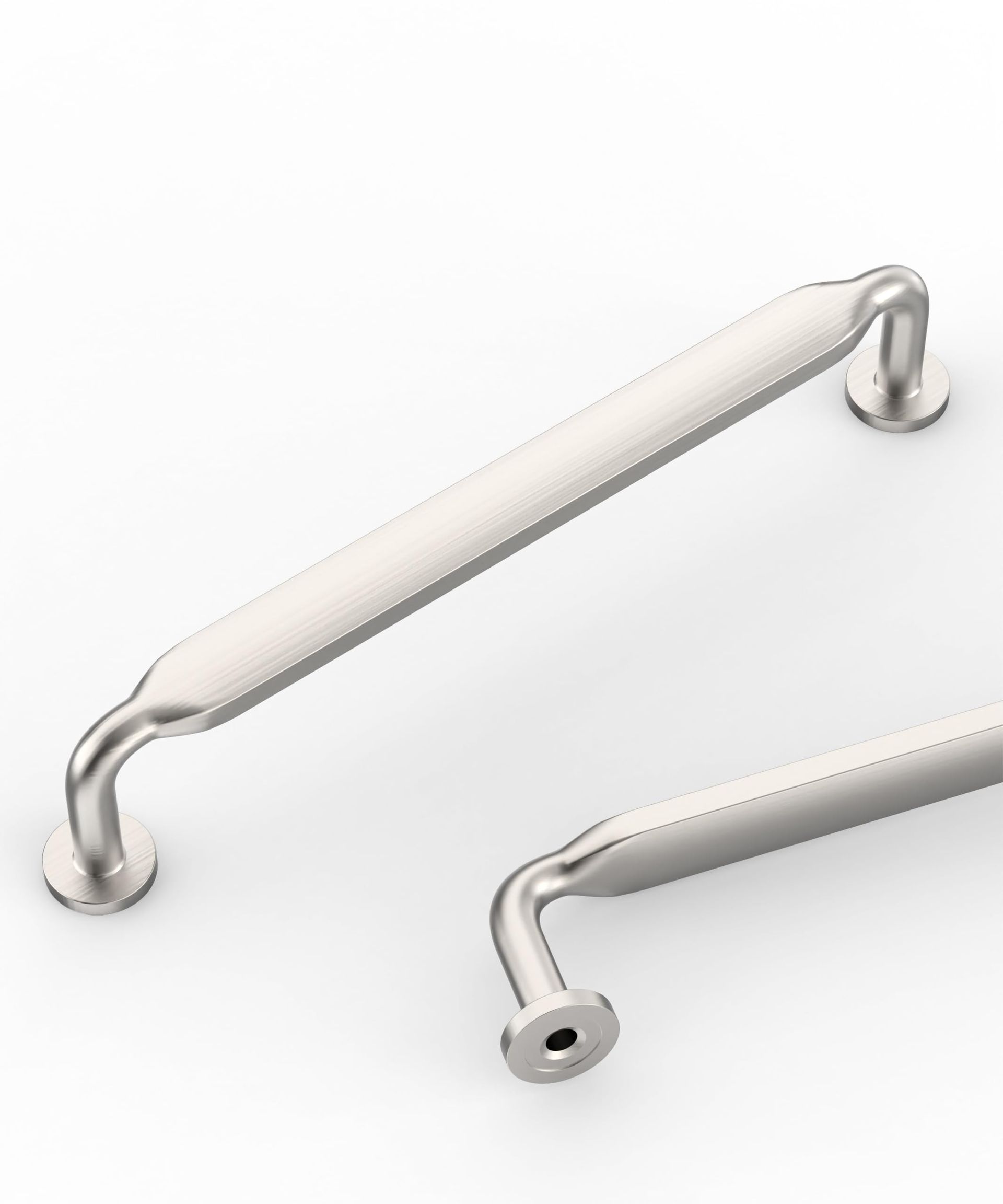 10 Pack Cabinet Handles Brushed Finish Modern Drawer & Cupboard Pulls 128mm Hole Centres - Brushed Satin Nickel 128mm