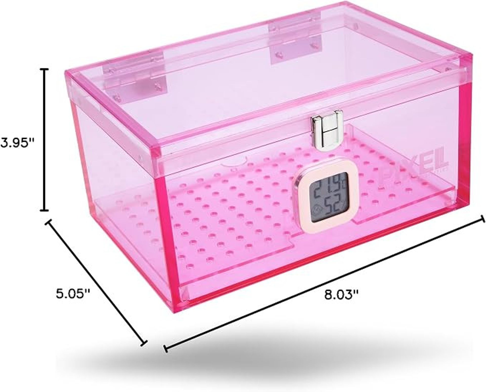 Acrylic Cigar Humidor Case with Digital Hygrometer Holds 15–20 Cigars - Pink