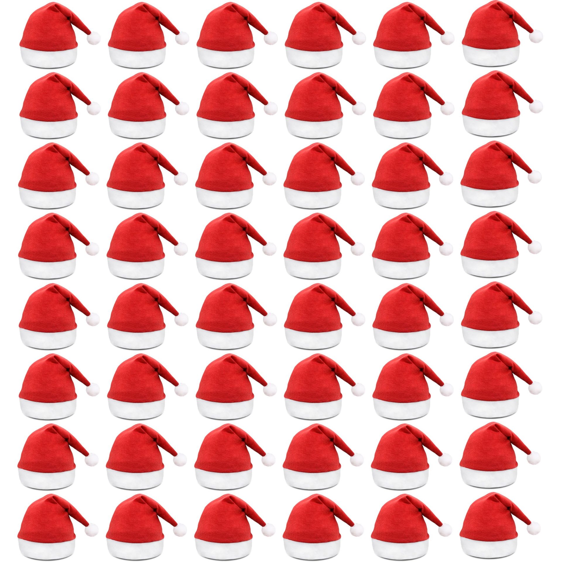 Santa Hats Bulk Pack 48 Pcs Non-Woven Classic Design for Adults Christmas Party - Red Large