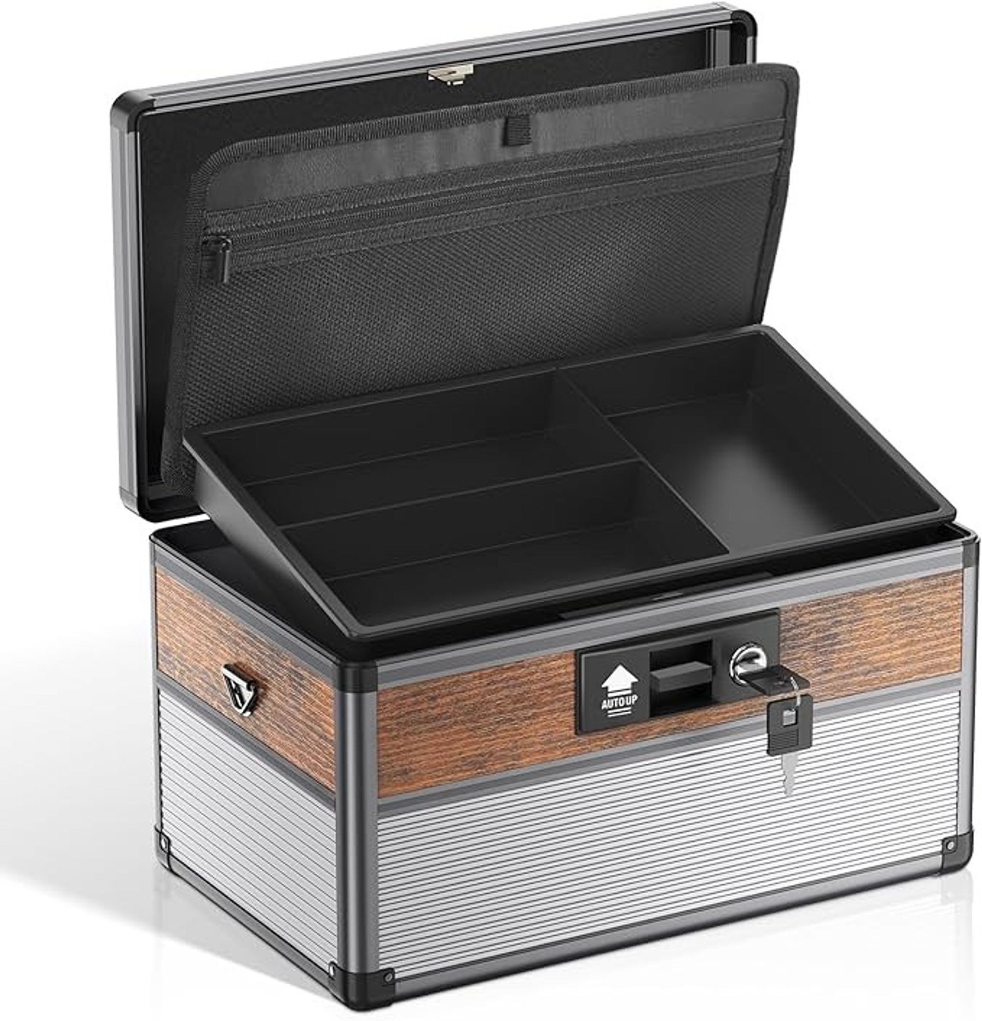 Lockable Medicine Storage Box with Key Portable First Aid Organiser - Black Medium