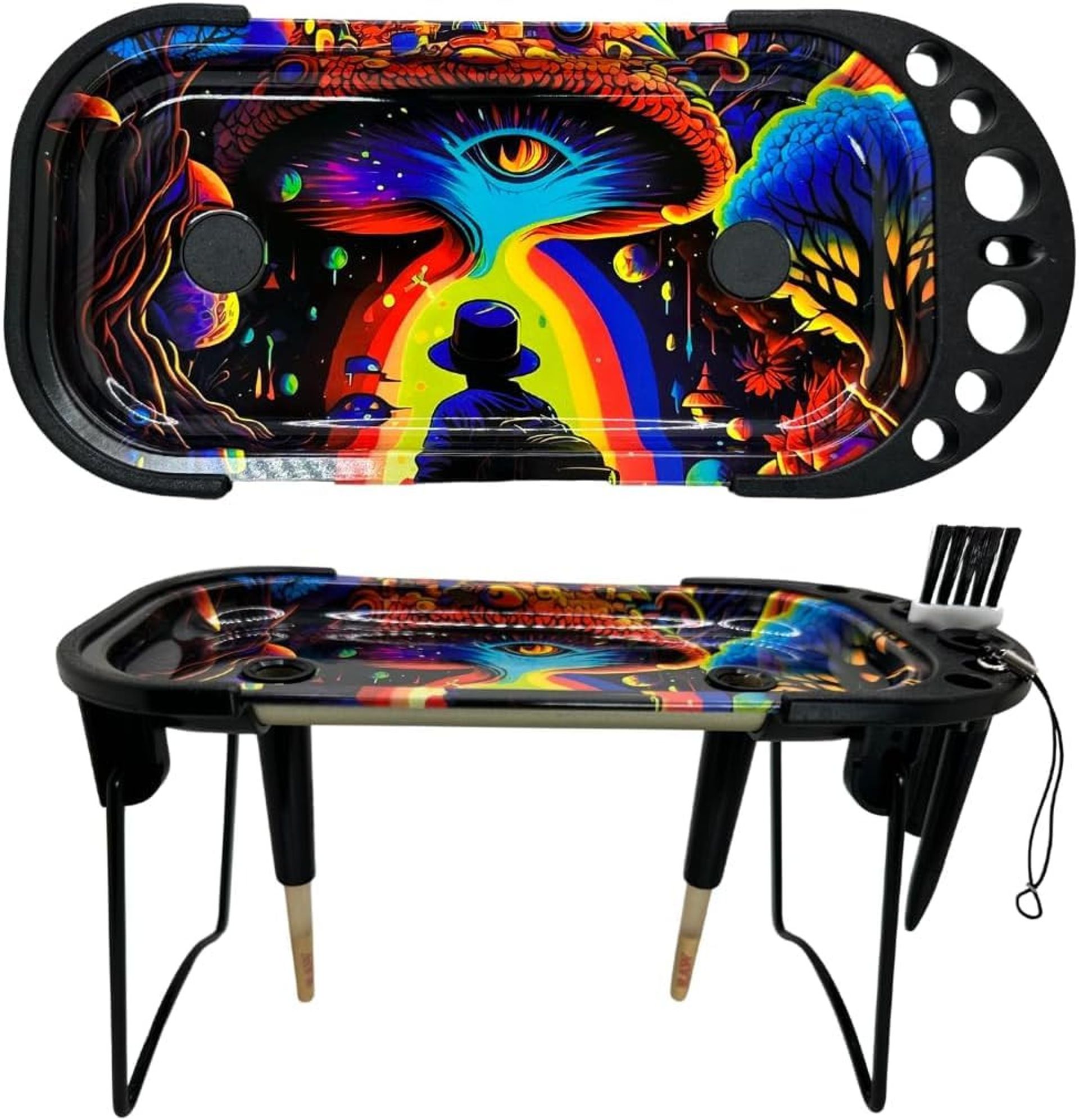 Cigarette Rolling Tray Set with Cone Loader, Pre Roll Machine for King Size & 1 1/4 Cones, Includes Cone Maker & Brush - Multi-Coloured MKJYTZ