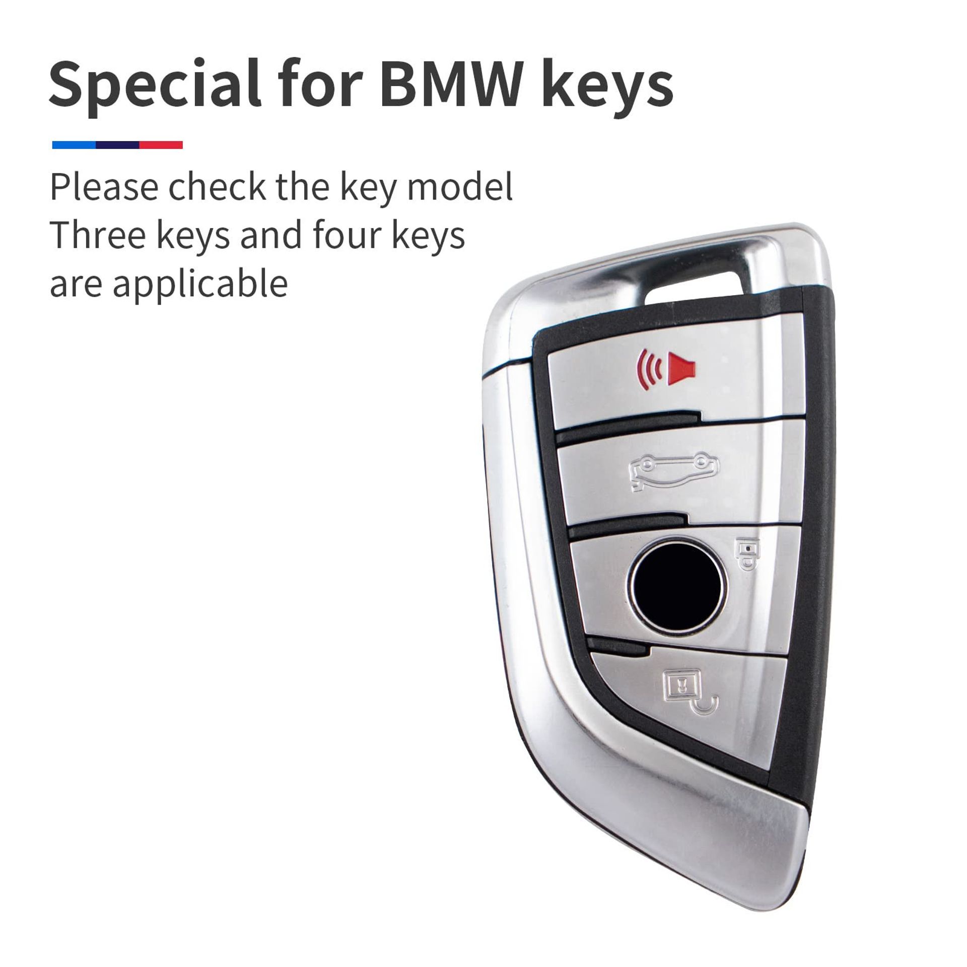 Smart Remote Key Fob Cover Premium Soft TPU & Leather with Golden Rim Trim for BMW Blade Key Models - Light Blue