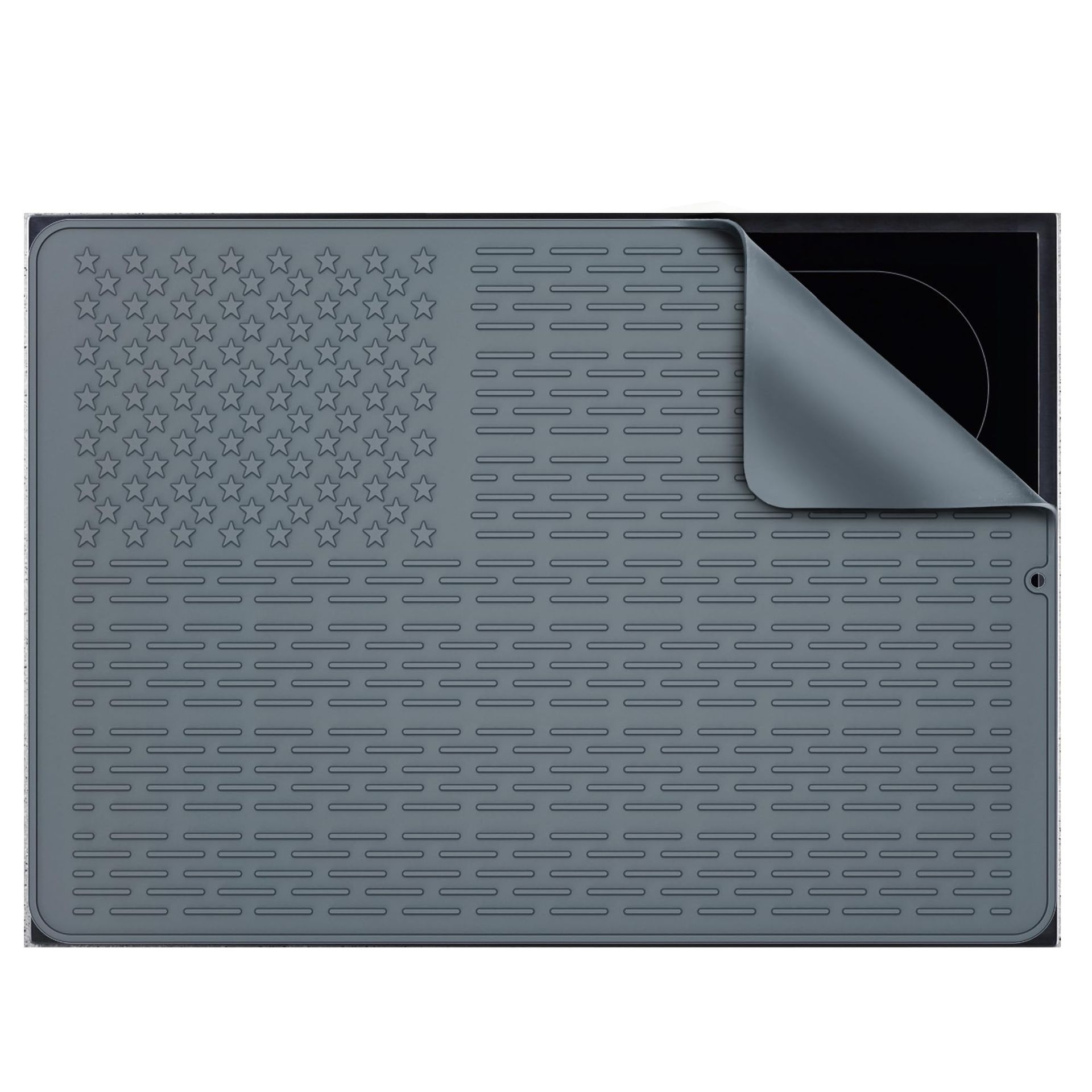 Silicone Electric Stove Cover Mat Heat Resistant Glass Cooktop Protector & Dish Drying Surface - Black 50.8x71.1cm