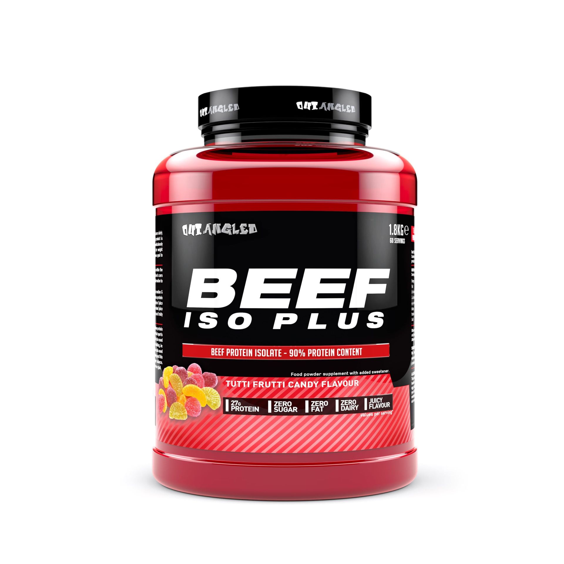 Beef Protein Isolate Powder High Protein Zero Fat and Sugar Paleo Keto Friendly Dairy Gluten Free - Tutti Frutti 1.8kg
