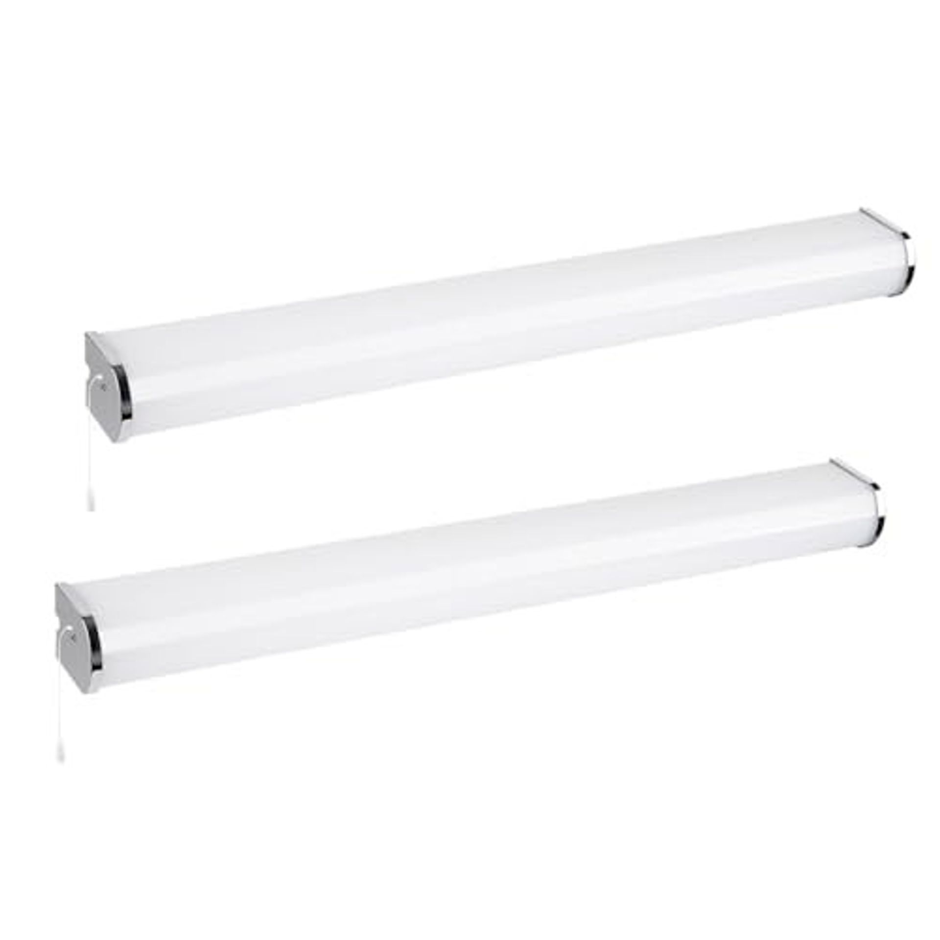 LED Bathroom Mirror Lights 15W Waterproof IP44 Warm White 3000K Pull Cord Switch Pack of 2 - Chrome Pull Cord Switch*2